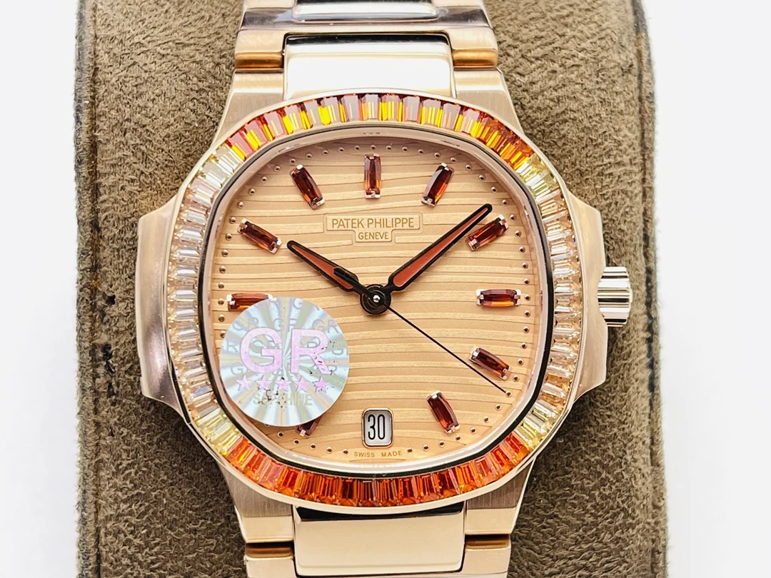 Patek Philippe Nautilus Champagne — photographed off the sweep