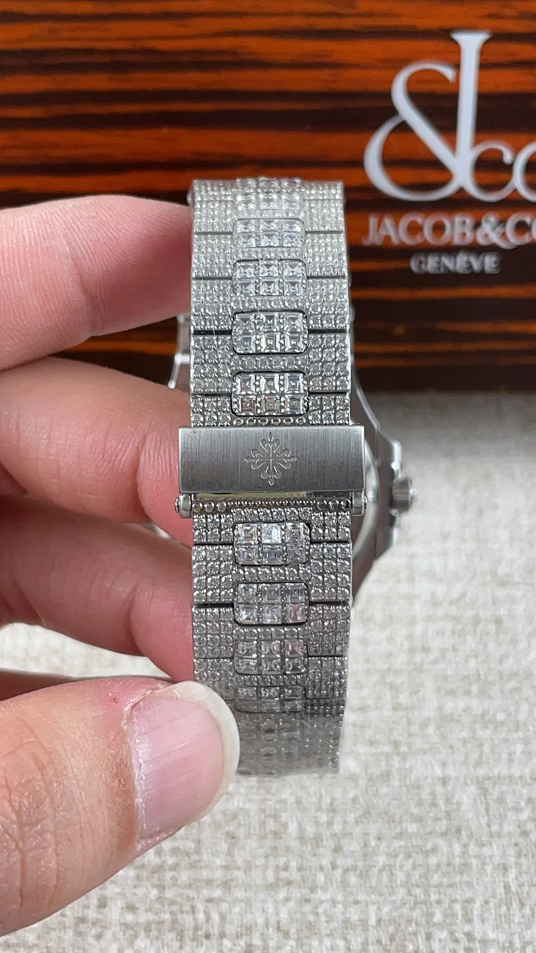 Patek Philippe Nautilus Diamond-Set — photographed off the sweep