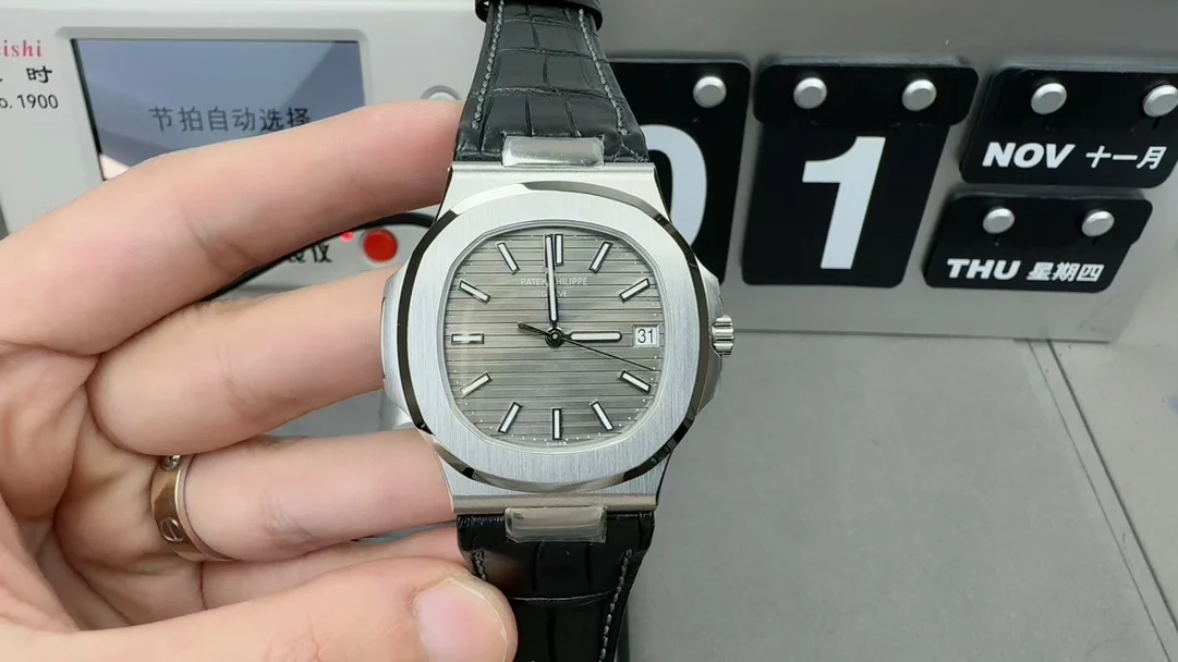 Patek Philippe Nautilus Grey Dial 5711 — photographed off the sweep