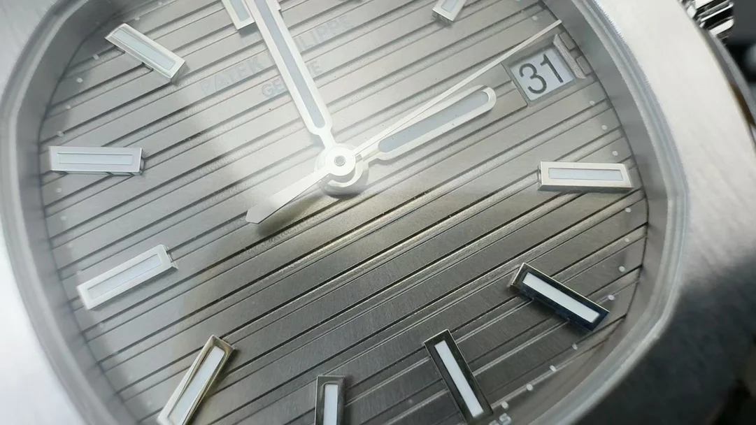 Patek Philippe Nautilus Grey Dial 5711 — photographed off the sweep