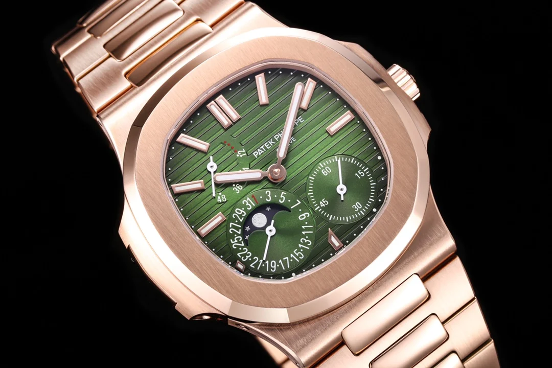 Patek Philippe Nautilus Moon Phase 5712 — photographed off the sweep