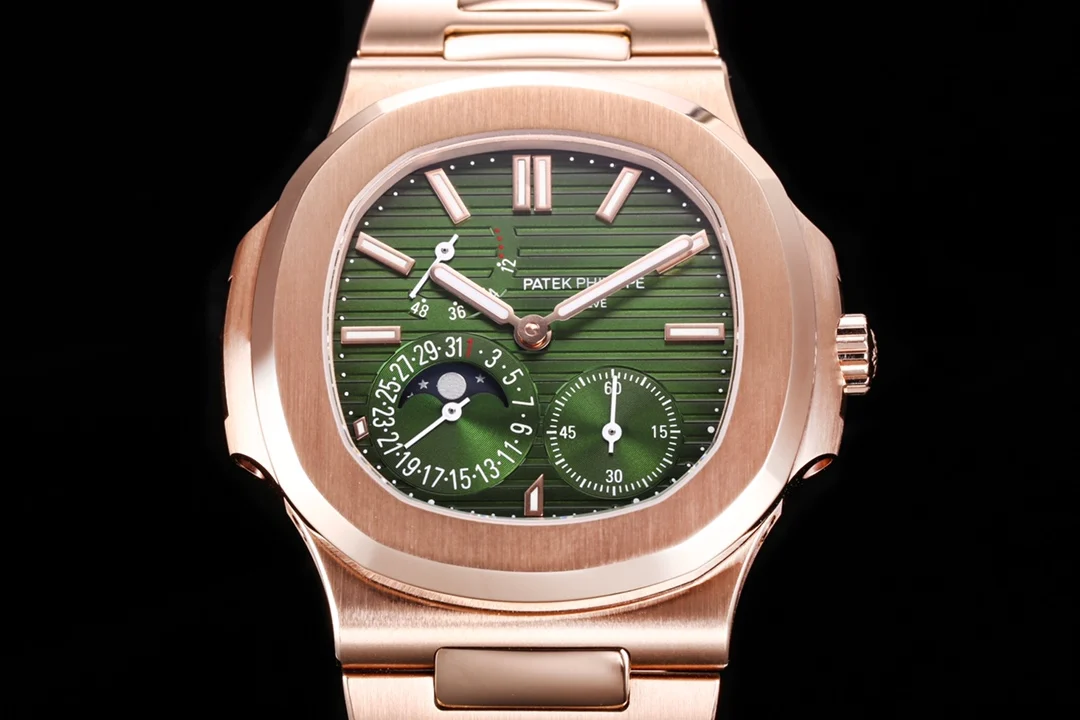 Patek Philippe Nautilus Moon Phase 5712 — photographed off the sweep