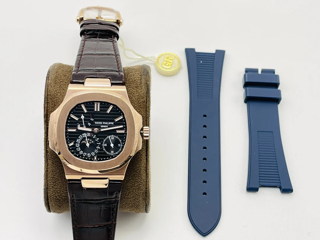 Patek Philippe Nautilus Moon Phase Steel Blue Dial — detail