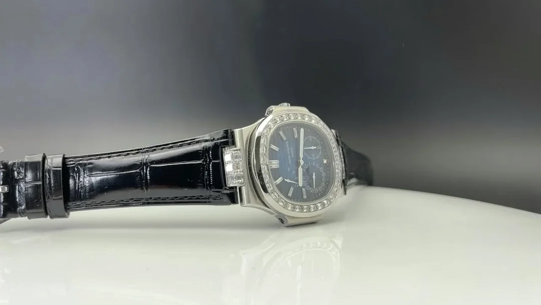 Patek Philippe Nautilus Moon Phase Steel — photographed off the sweep
