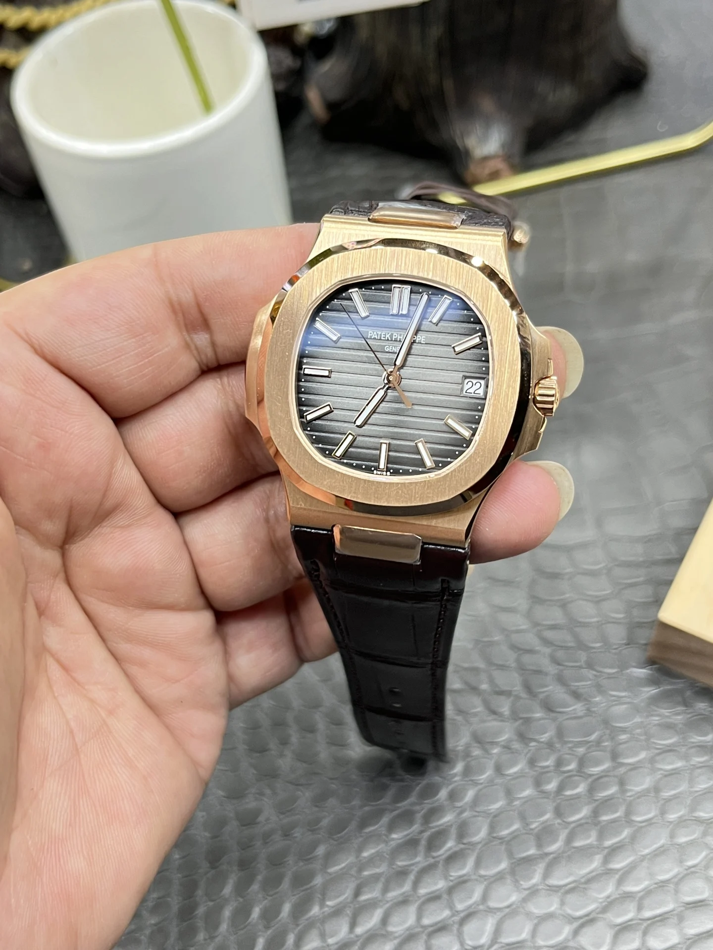 Patek Philippe Nautilus Rose Gold 5711 40mm — photographed off the sweep