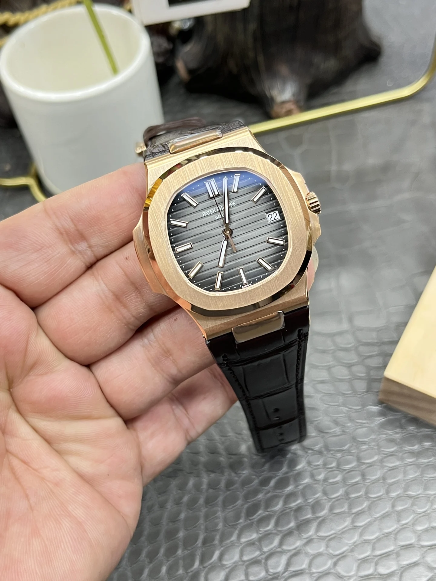 Patek Philippe Nautilus Rose Gold 5711 40mm — photographed off the sweep