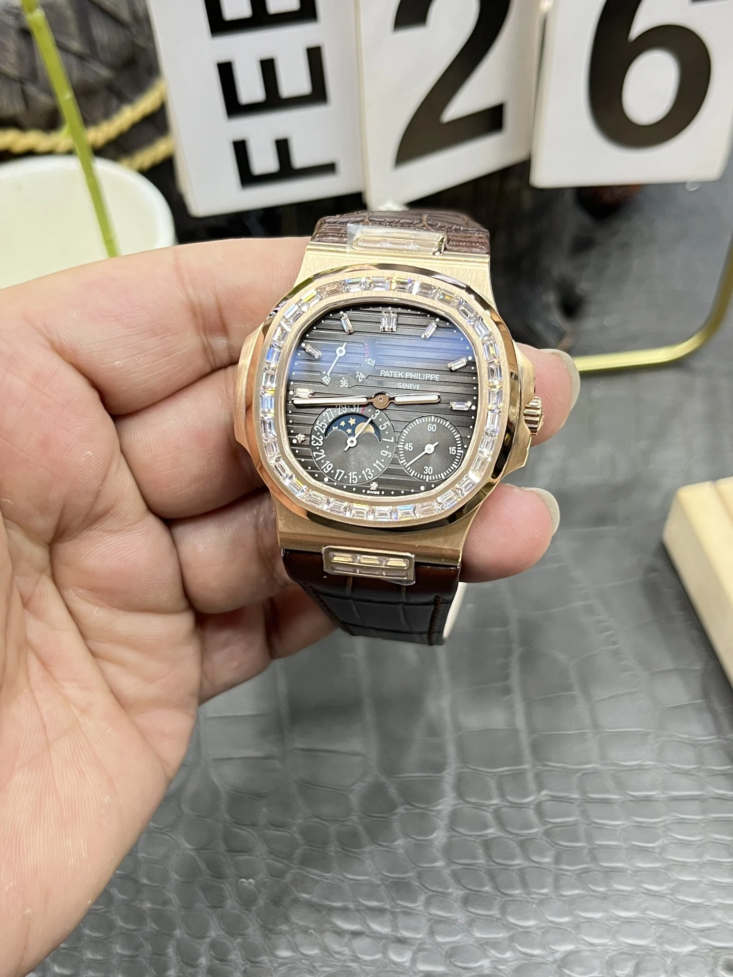 Patek Philippe Nautilus Rose Gold 5712 — photographed off the sweep