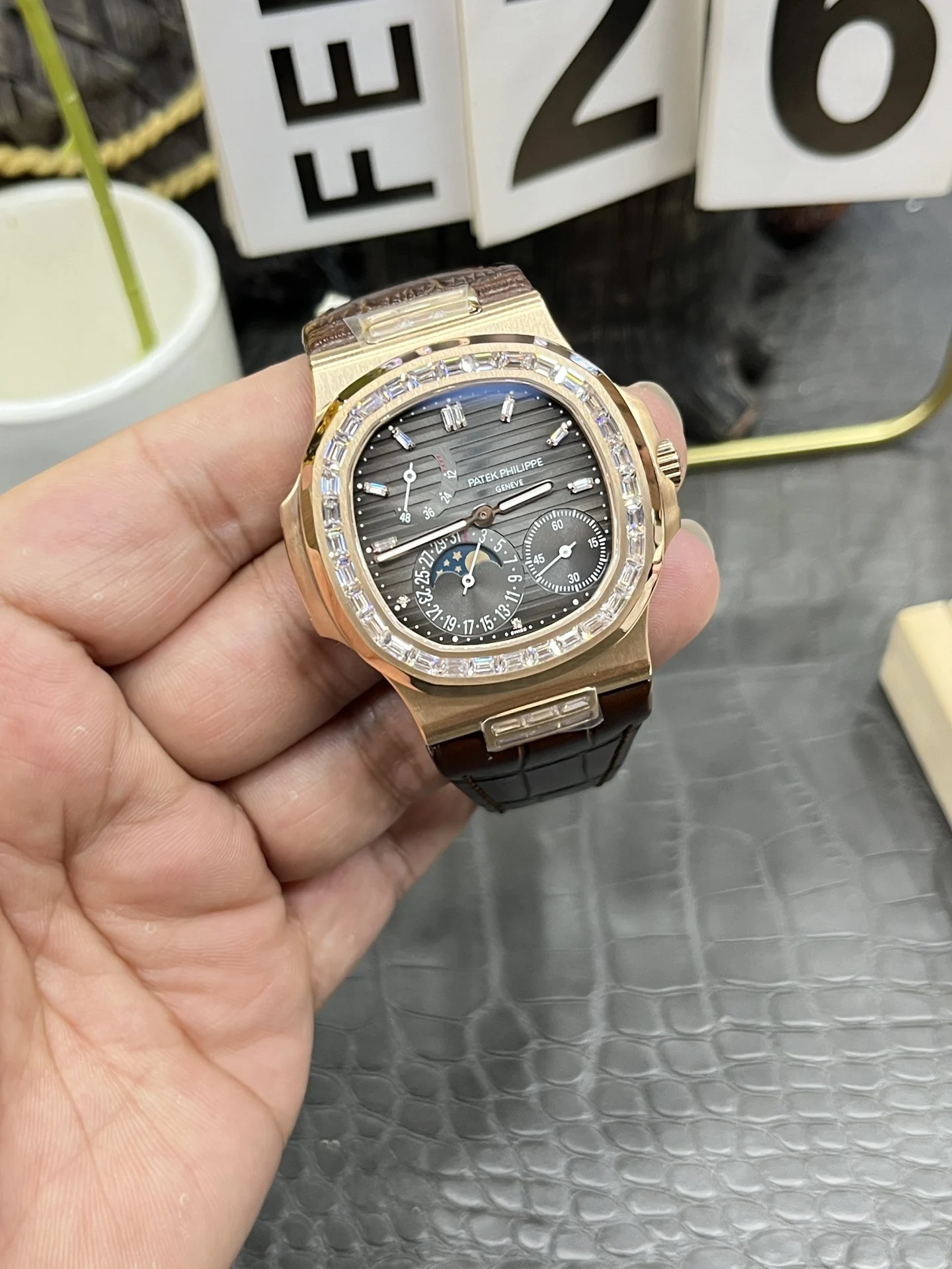 Patek Philippe Nautilus Rose Gold 5712 — photographed off the sweep
