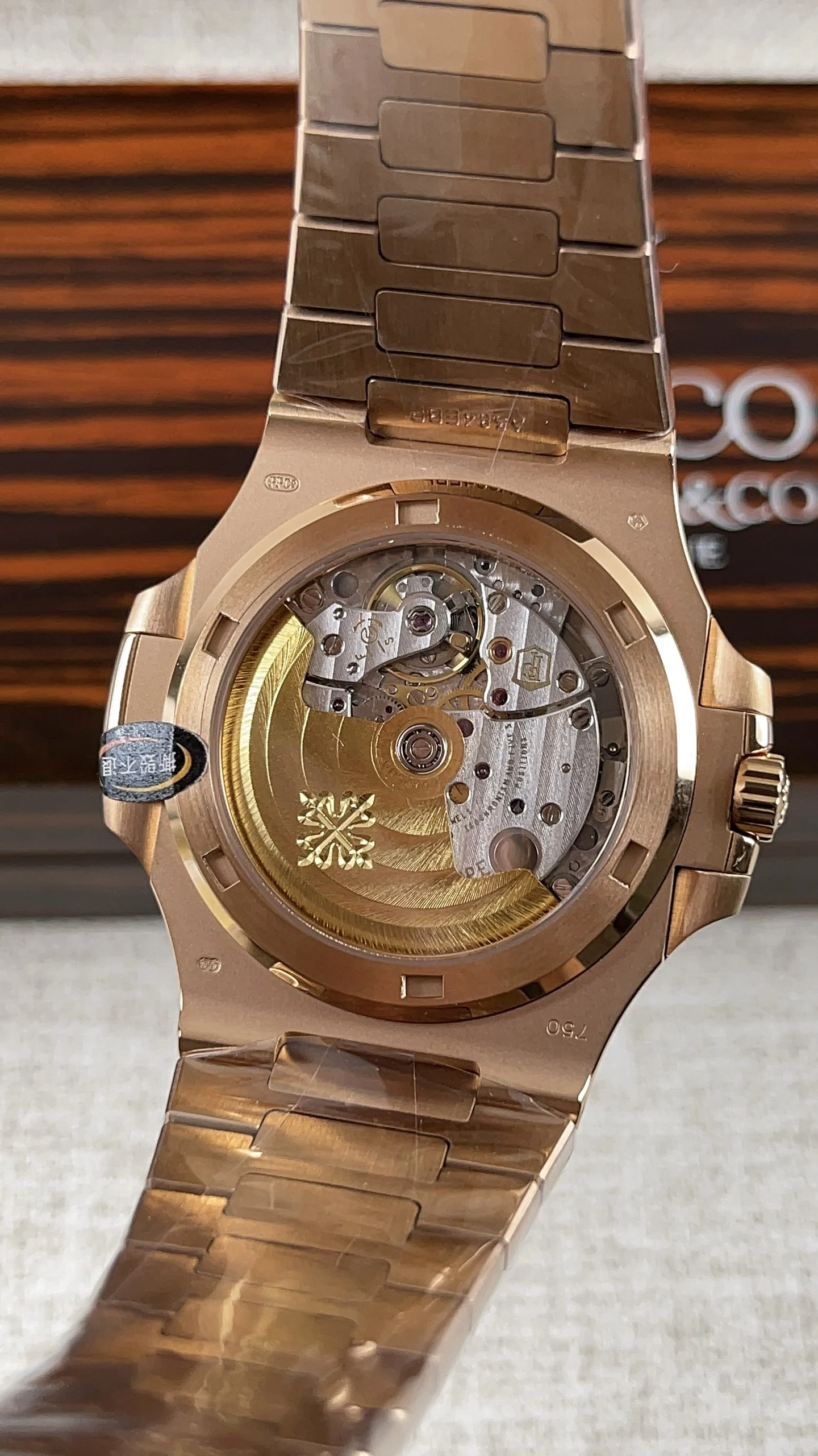 Patek Philippe Nautilus Rose Gold Grey Dial — photographed off the sweep