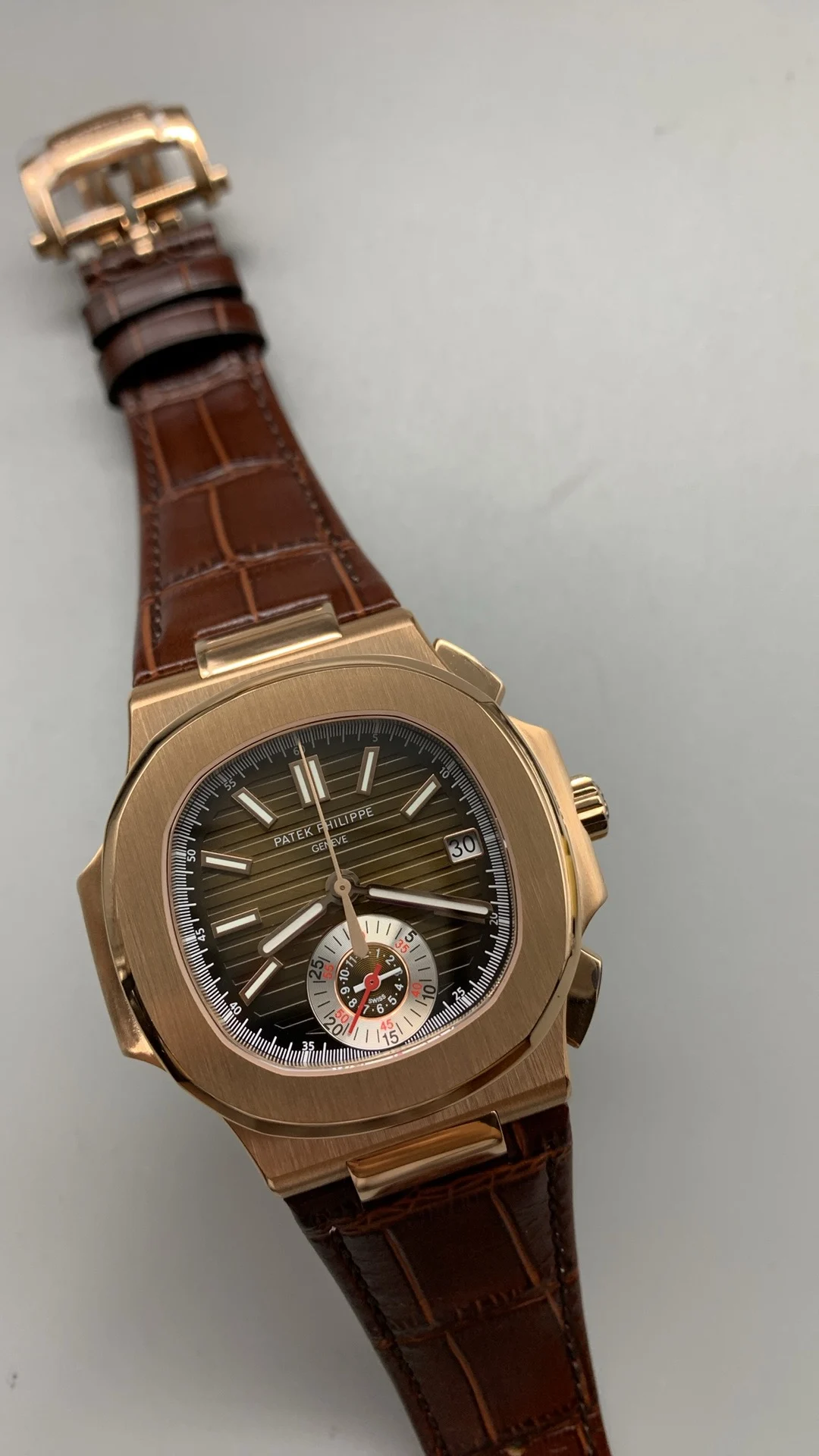 Patek Philippe Nautilus Rose Gold — photographed off the sweep