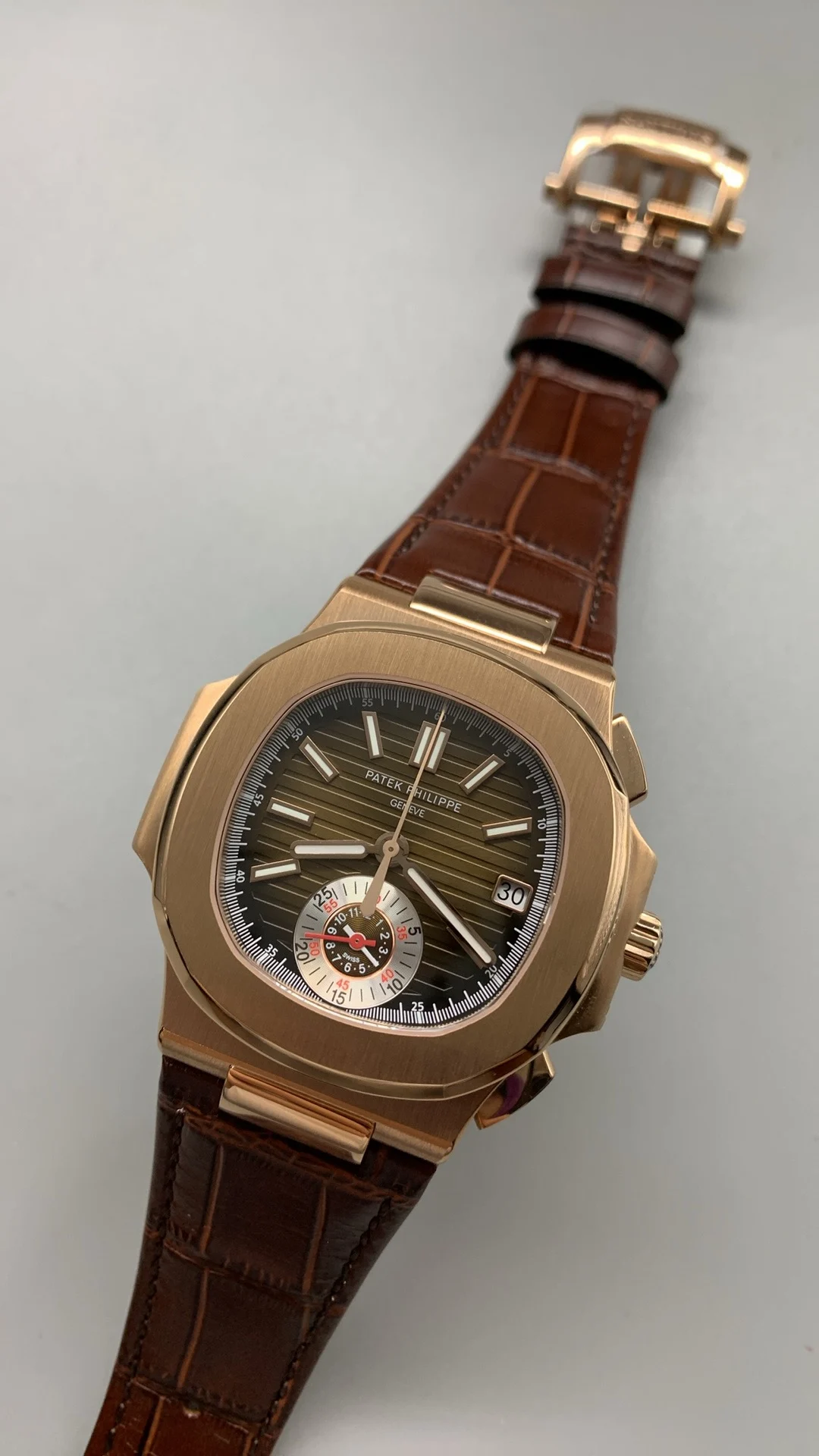 Patek Philippe Nautilus Rose Gold — photographed off the sweep