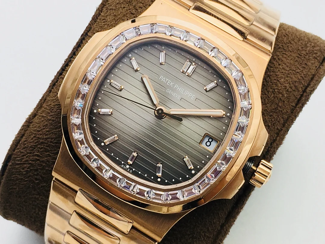 Patek Philippe Nautilus Steel Blue Dial Diamond-Set — photographed off the sweep
