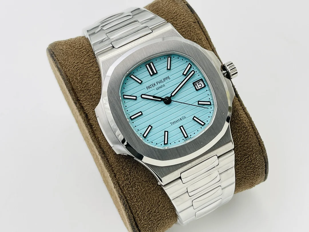 Patek Philippe Nautilus Tiffany Blue Dial 5711 — photographed off the sweep