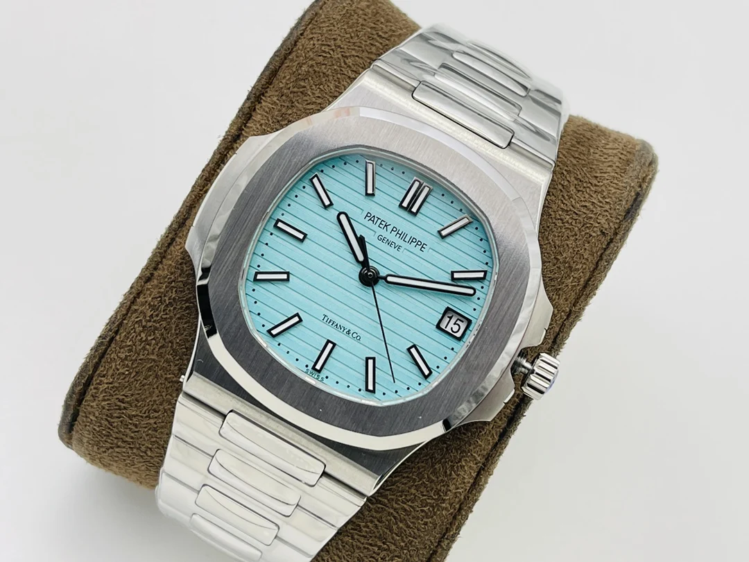 Patek Philippe Nautilus Tiffany Blue Dial 5711 — photographed off the sweep