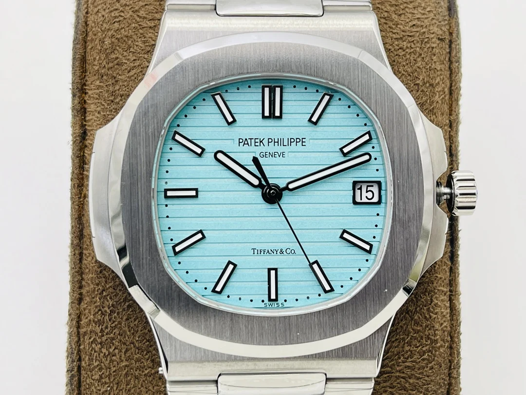 Patek Philippe Nautilus Tiffany Blue Dial 5711 — photographed off the sweep