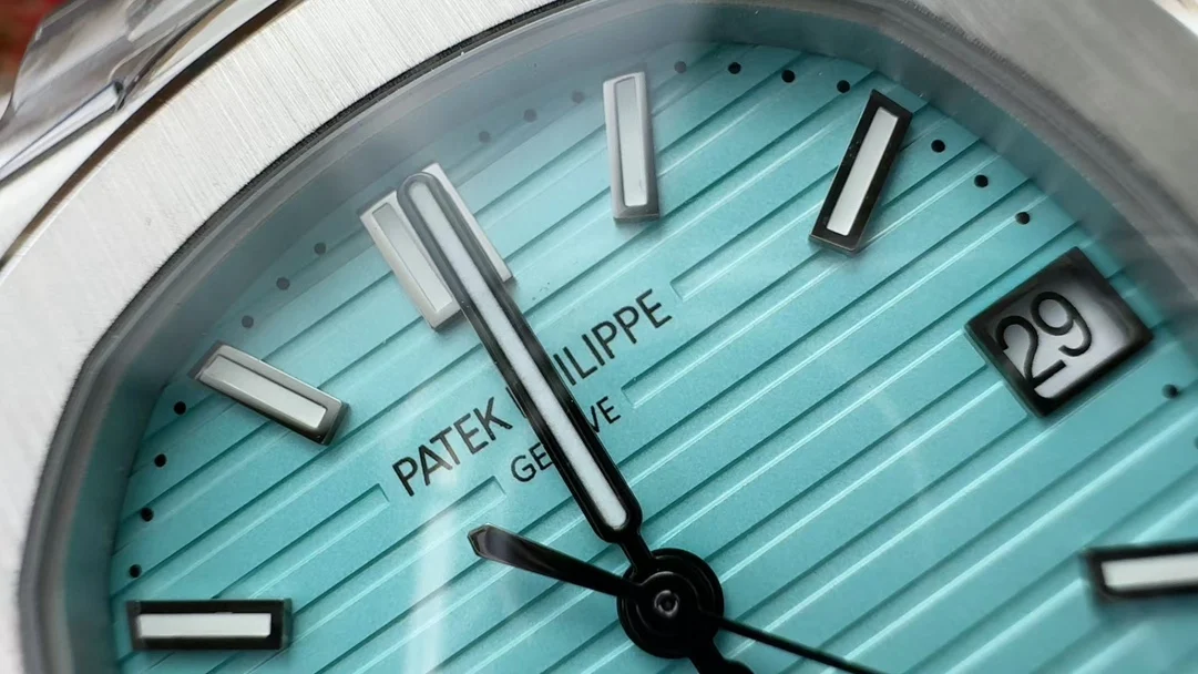 Patek Philippe Nautilus Tiffany Blue Dial 5711 — photographed off the sweep