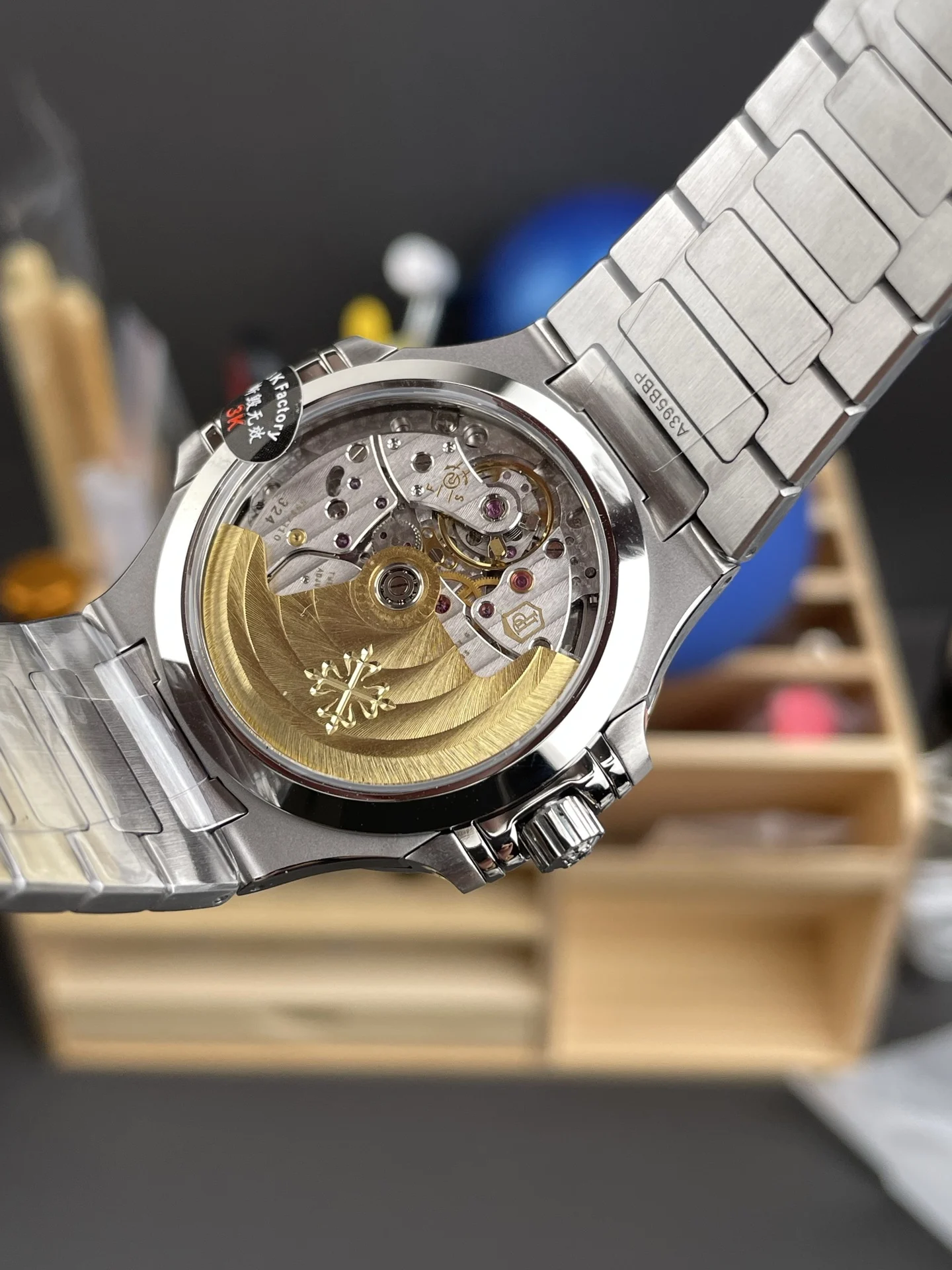 Patek Philippe Nautilus White Dial Diamond-Set 7118 — photographed off the sweep