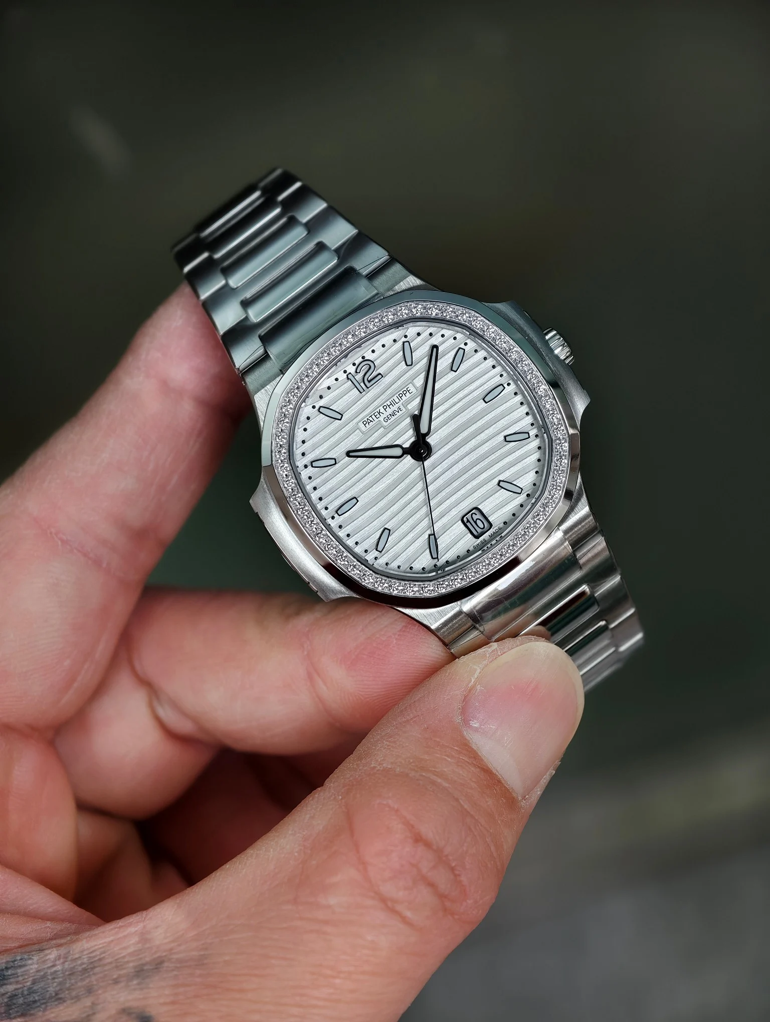 Patek Philippe Nautilus White Dial Diamond-Set