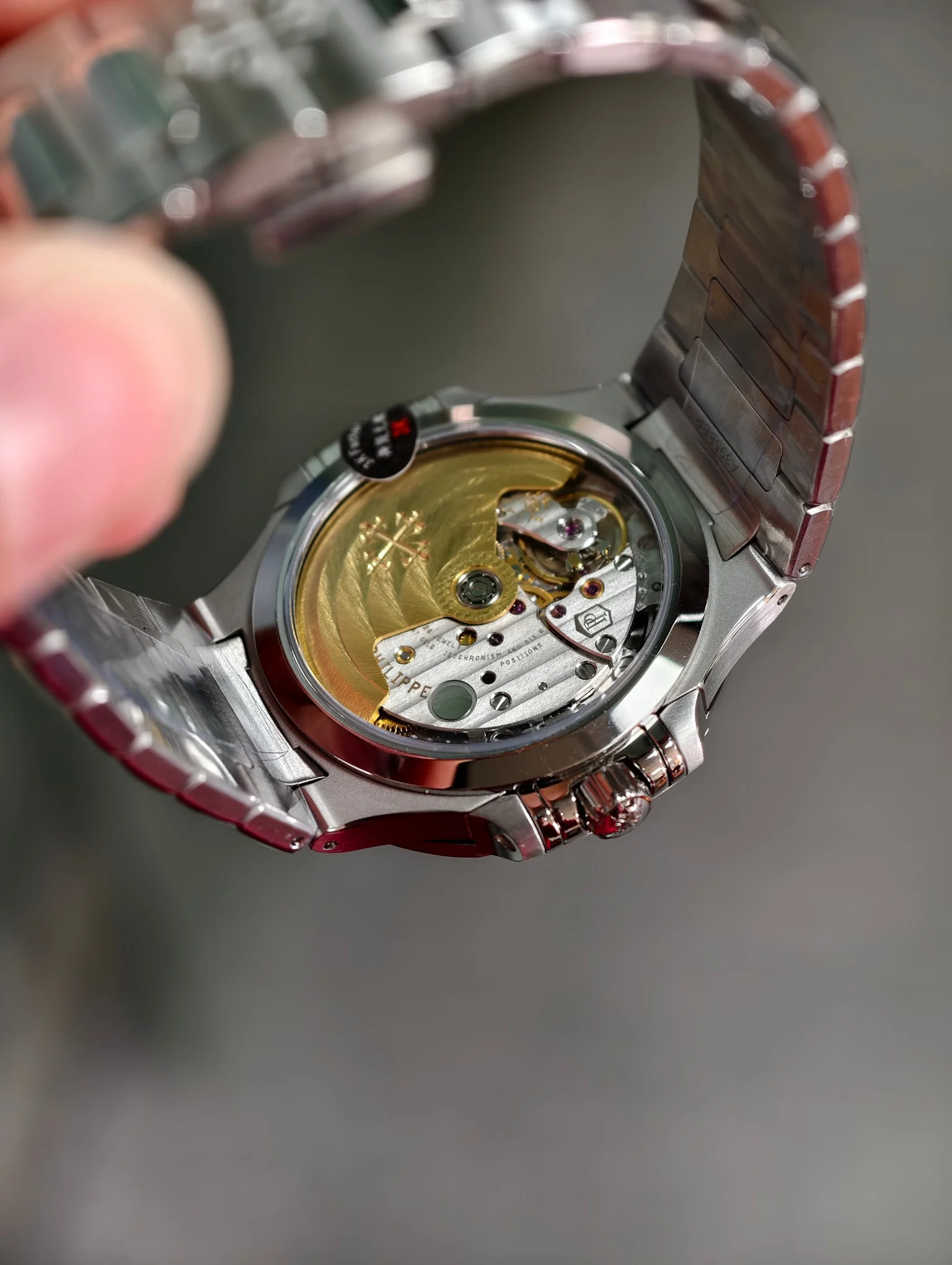 Patek Philippe Nautilus White Dial Diamond-Set — photographed off the sweep