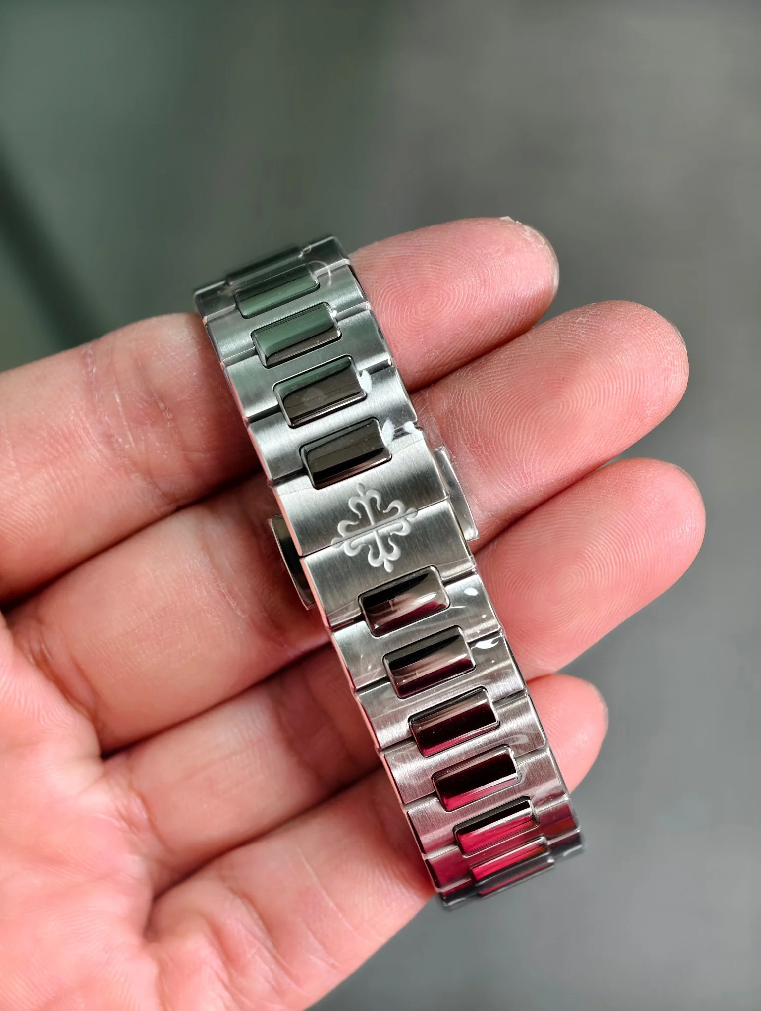 Patek Philippe Nautilus White Dial Diamond-Set — photographed off the sweep