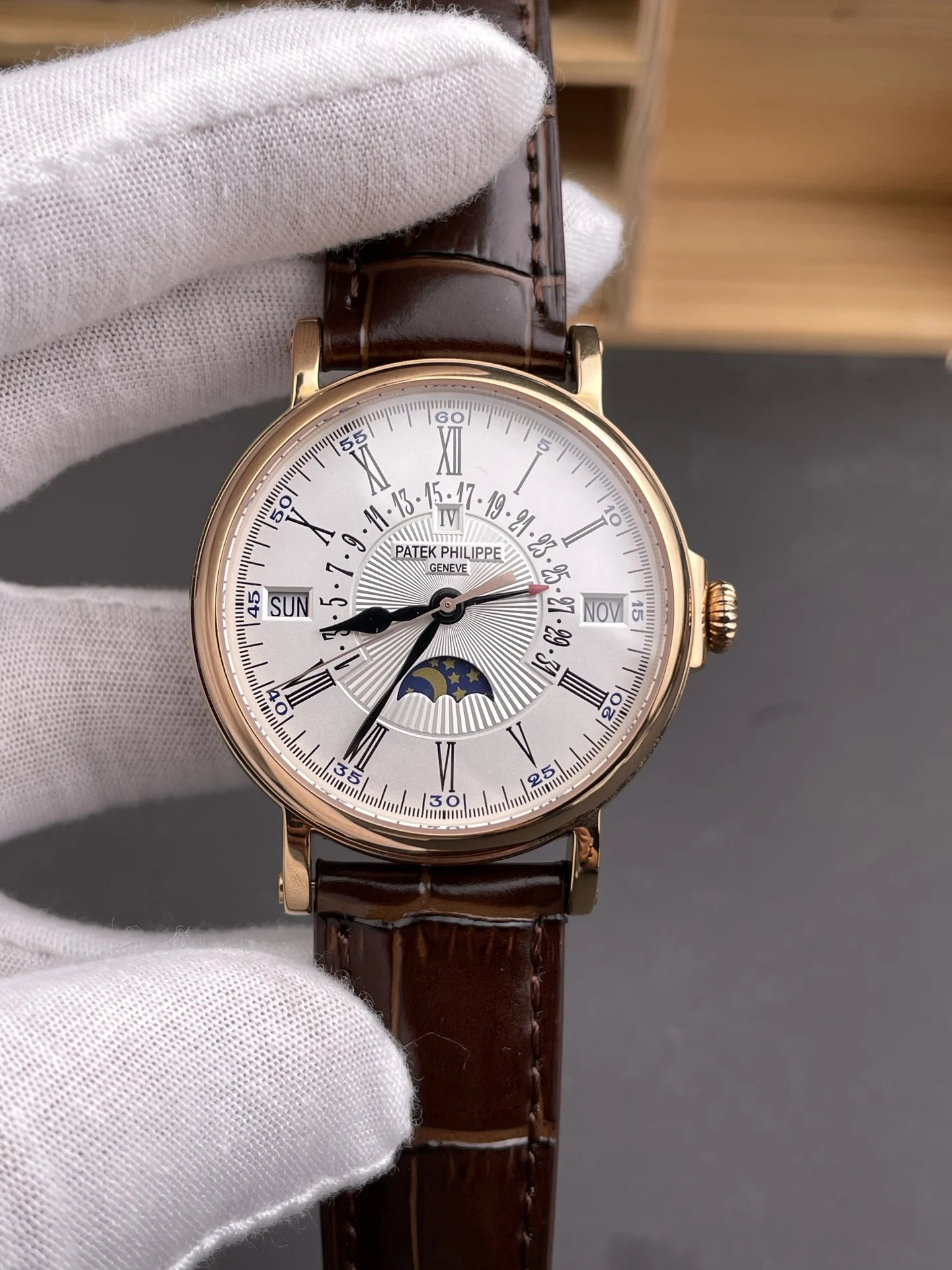 Patek Philippe Perpetual Calendar 38mm — photographed off the sweep