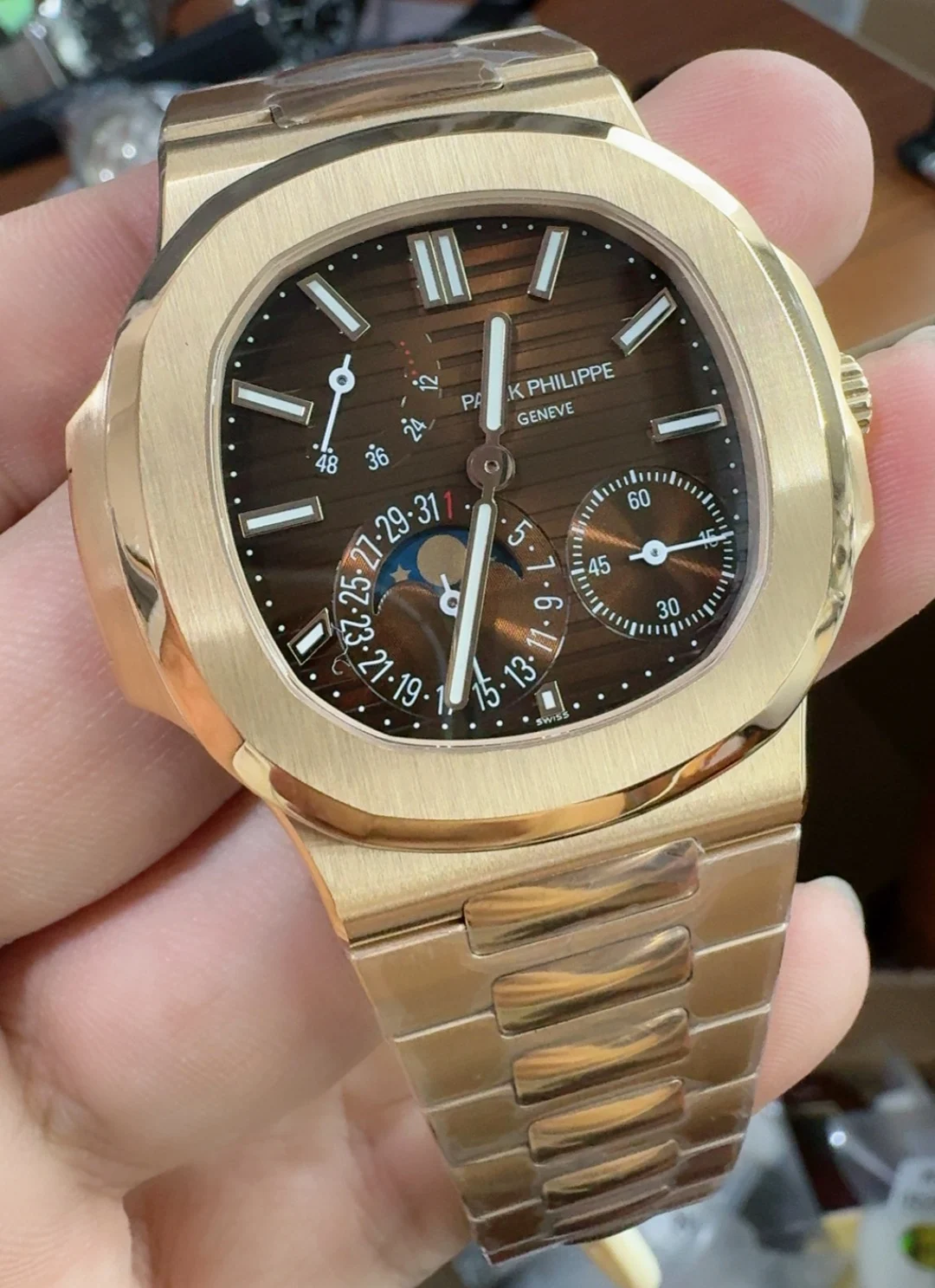 Patek Philippe Rose Gold 5712 — photographed off the sweep