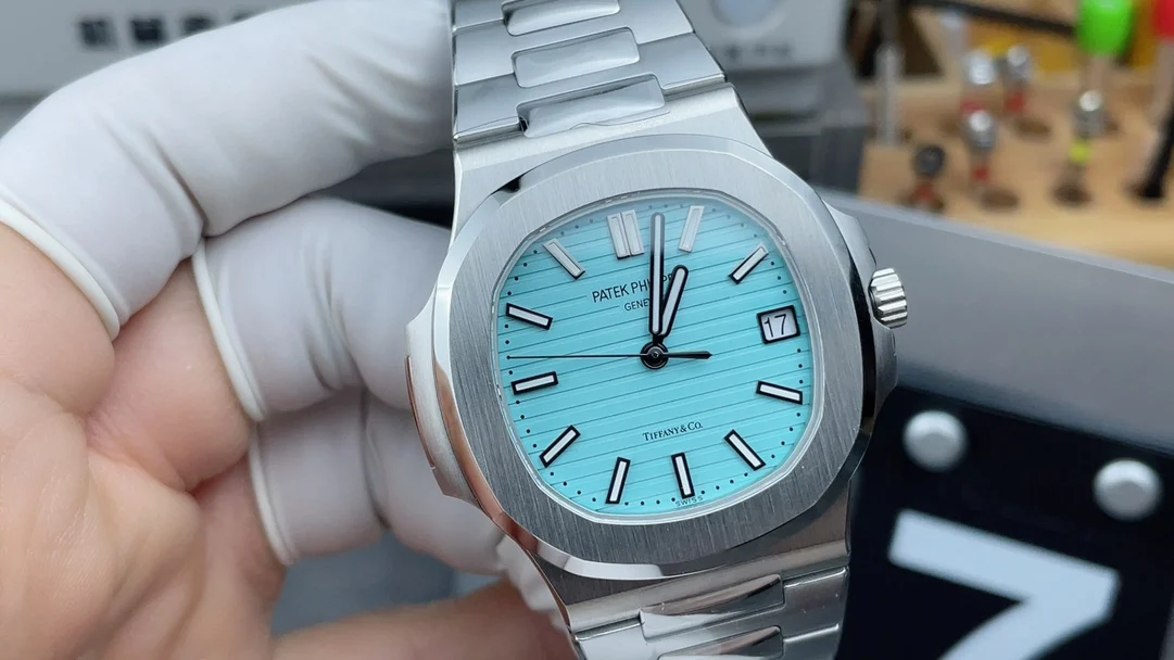Patek Philippe Tiffany Blue Dial 5711 — photographed off the sweep