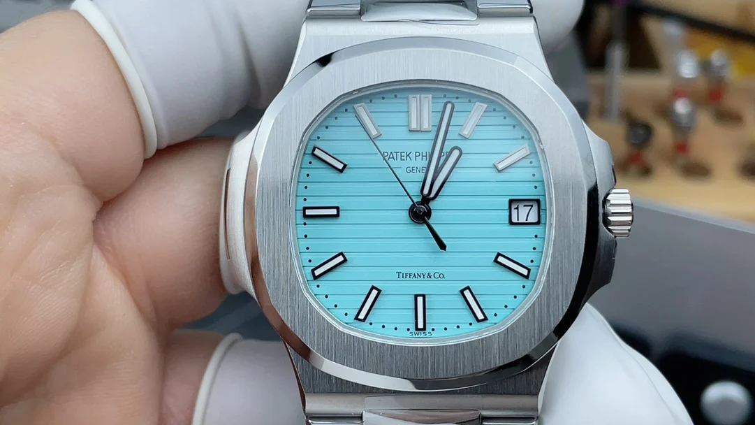 Patek Philippe Tiffany Blue Dial 5711 — photographed off the sweep