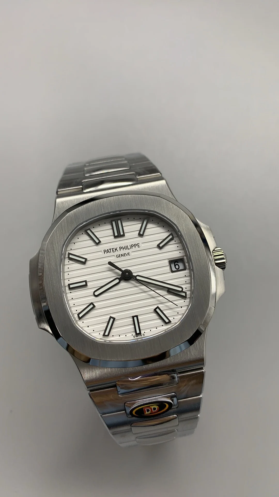 Patek Philippe White Dial 5711 — photographed off the sweep