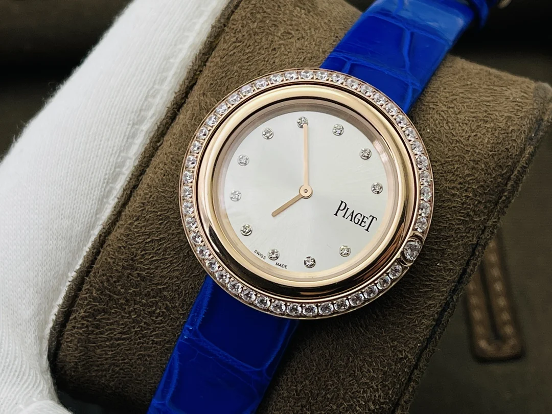Piaget Rose Gold Silver Dial Diamond-Set 34mm — photographed off the sweep
