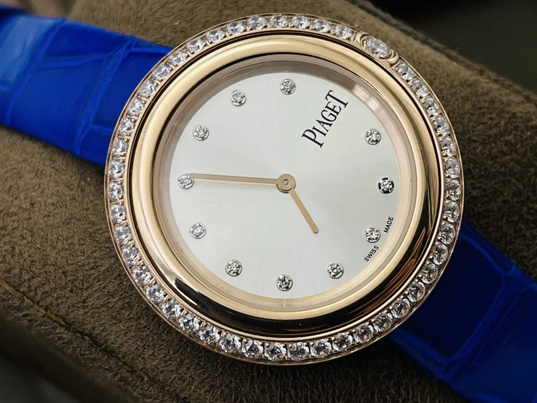 Piaget Rose Gold Silver Dial Diamond-Set 34mm — photographed off the sweep