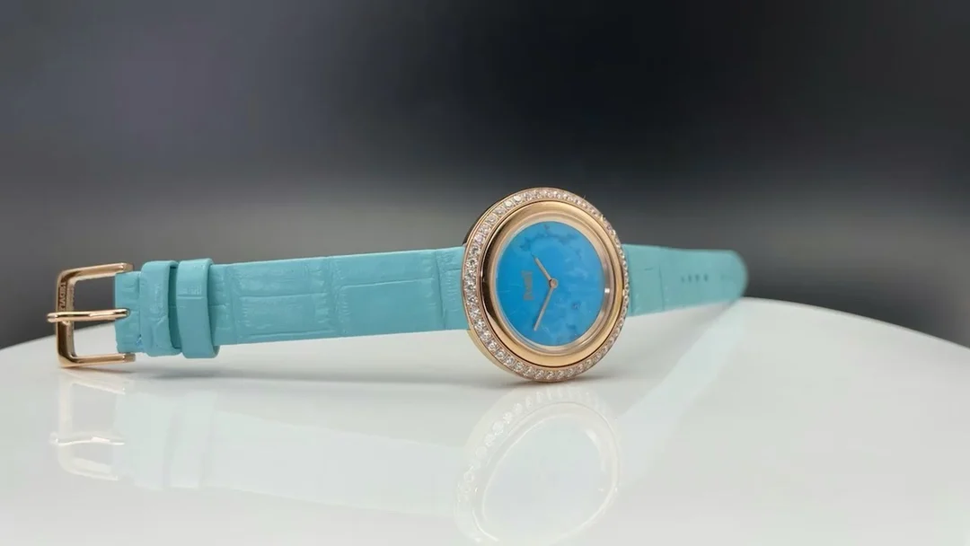 Piaget Rose Gold Silver Dial Diamond-Set 34mm — photographed off the sweep