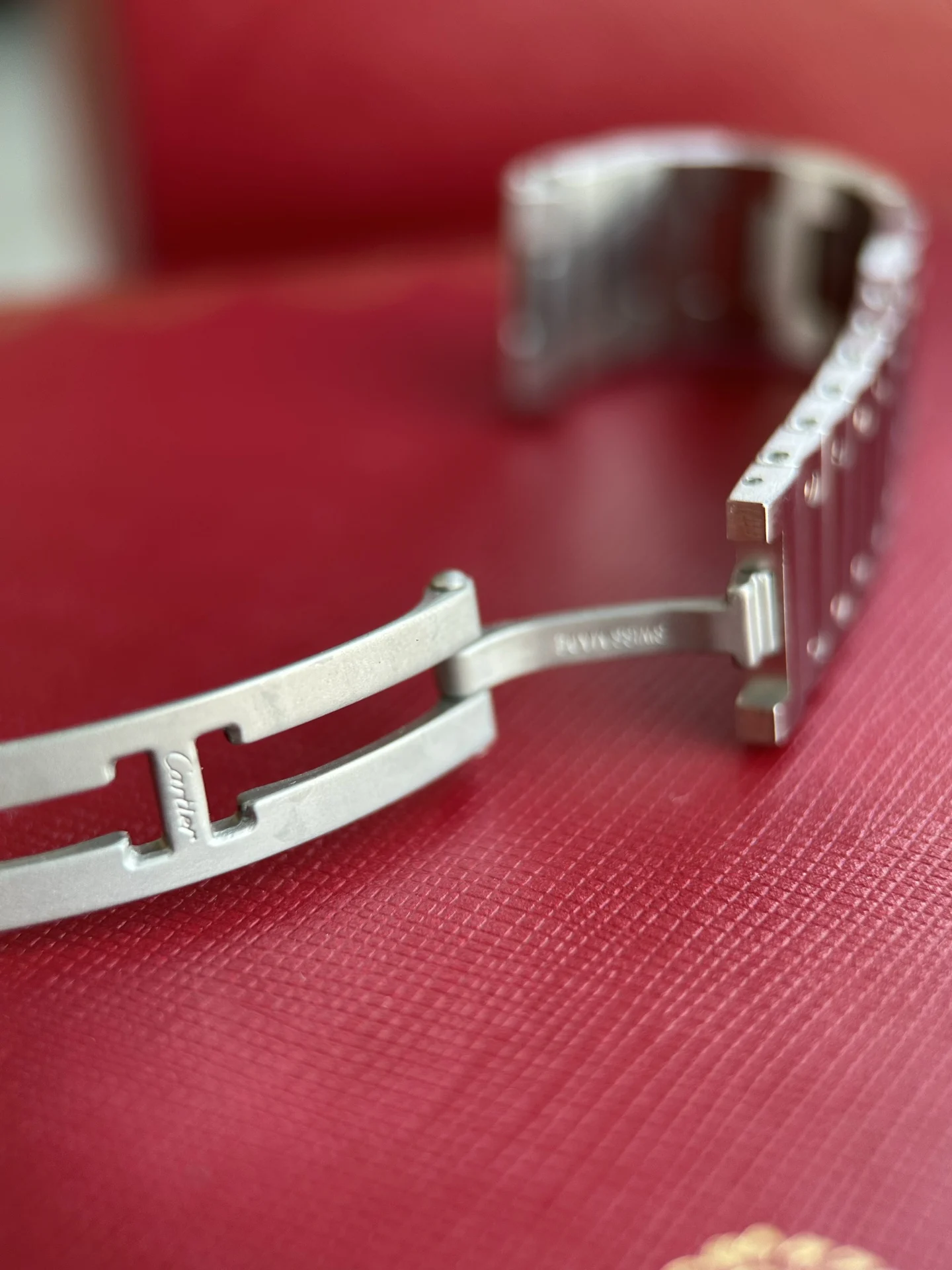 Quick-release steel bracelet details — photographed off the sweep