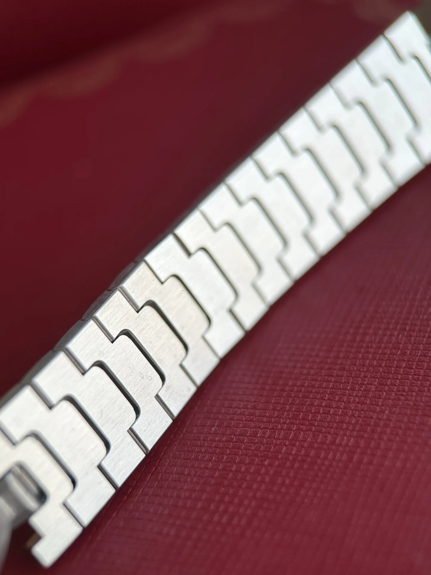 Quick-release steel bracelet details — photographed off the sweep