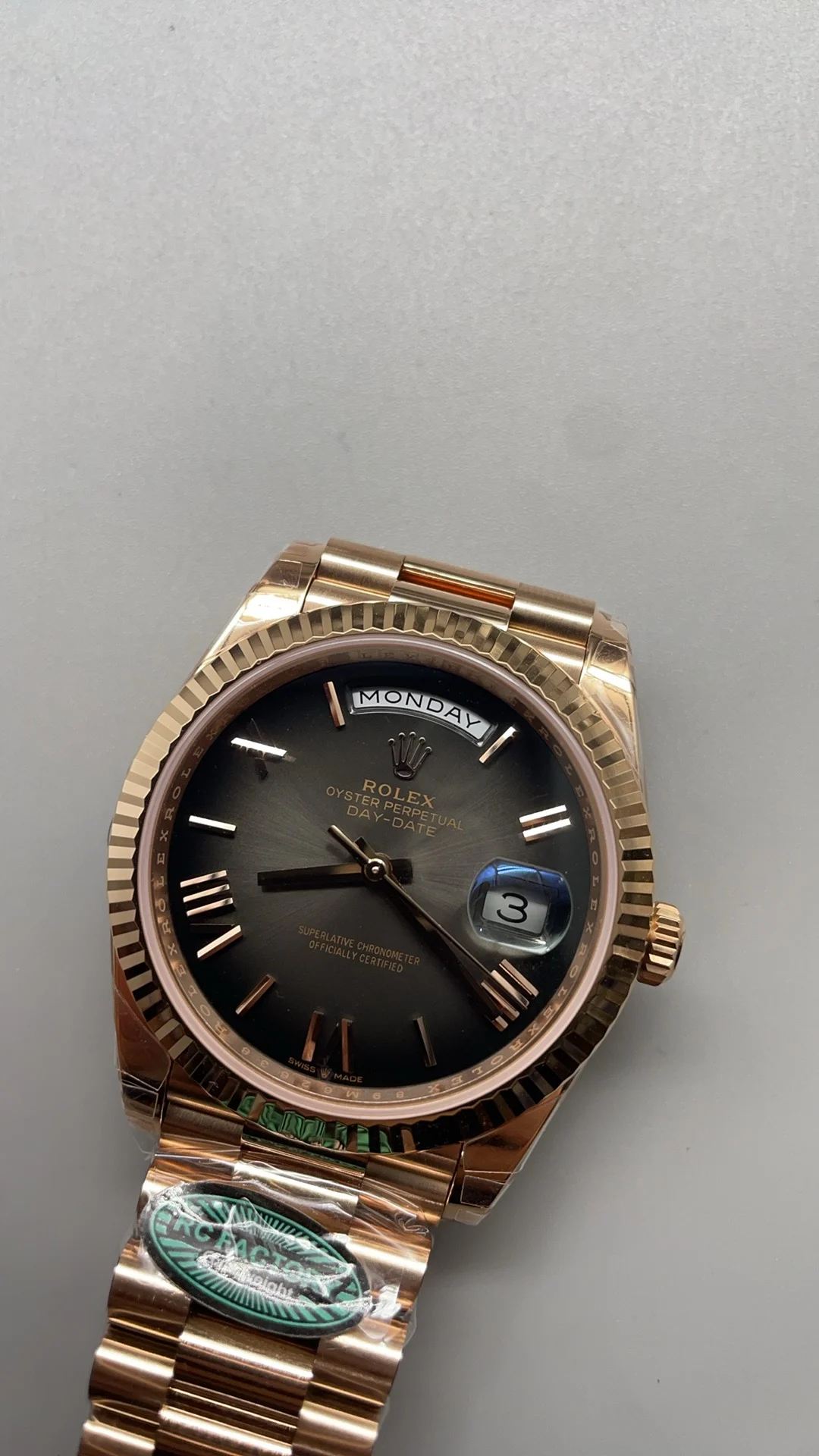 RCF, 40mm, smoked black, 3255 — photographed off the sweep