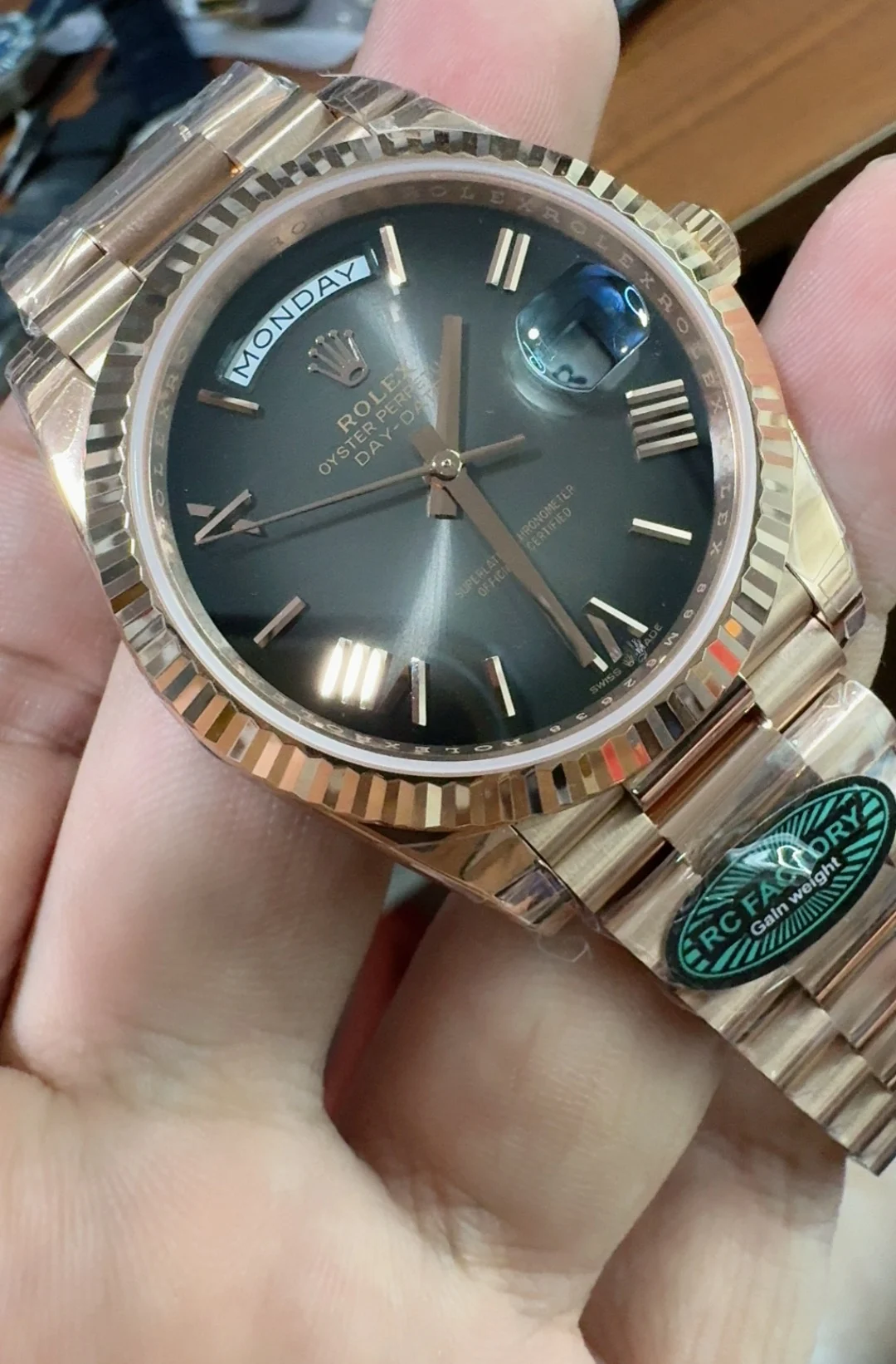 RCF, 40mm, smoked black, 3255 — photographed off the sweep