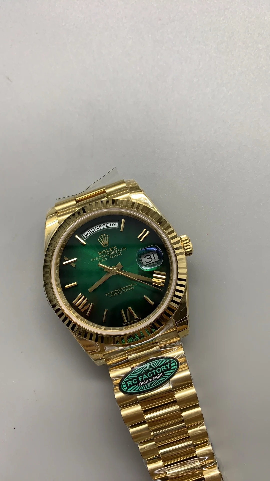 RCF, 40mm, smoked green, 3255 — photographed off the sweep