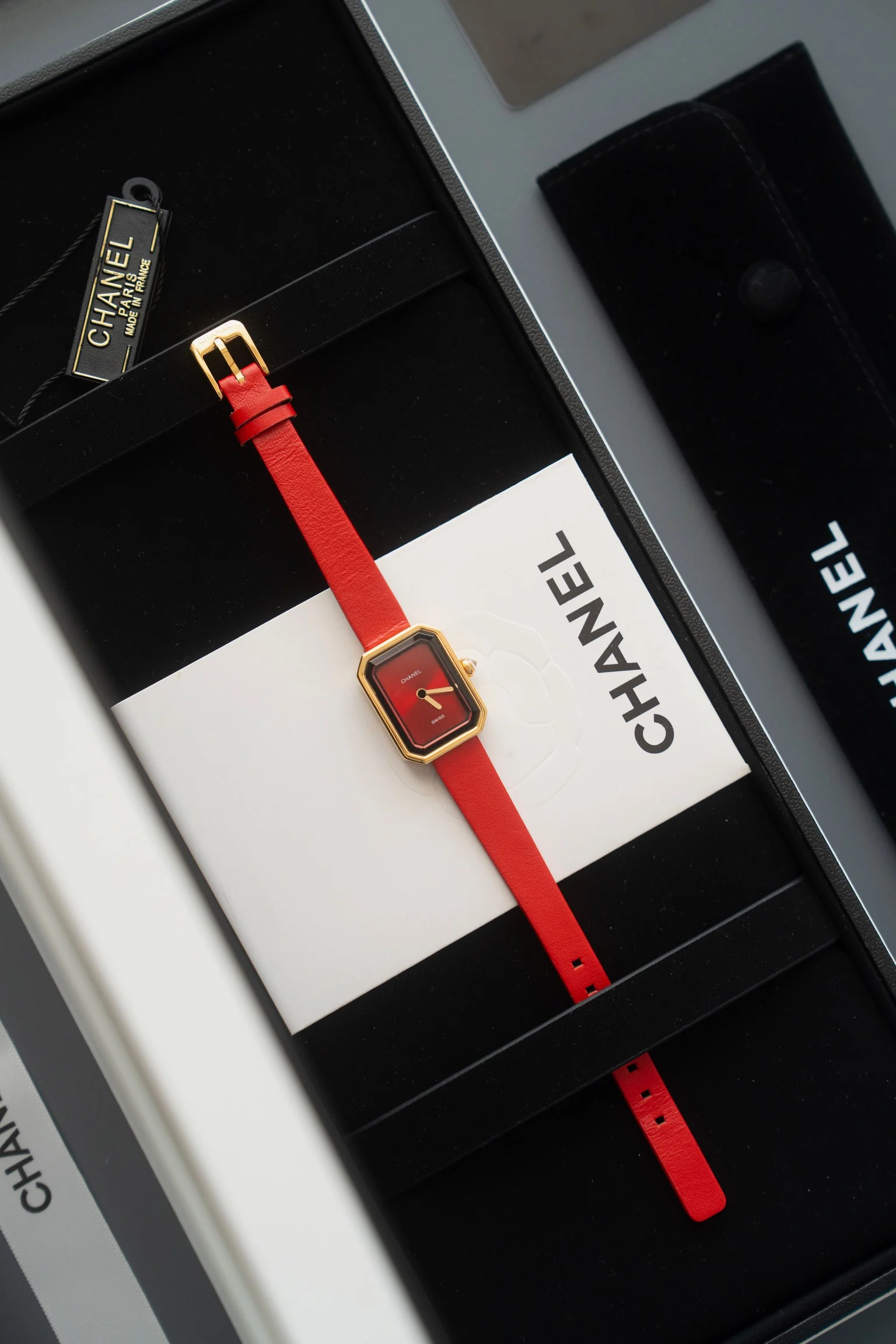 Red ribbon — photographed off the sweep