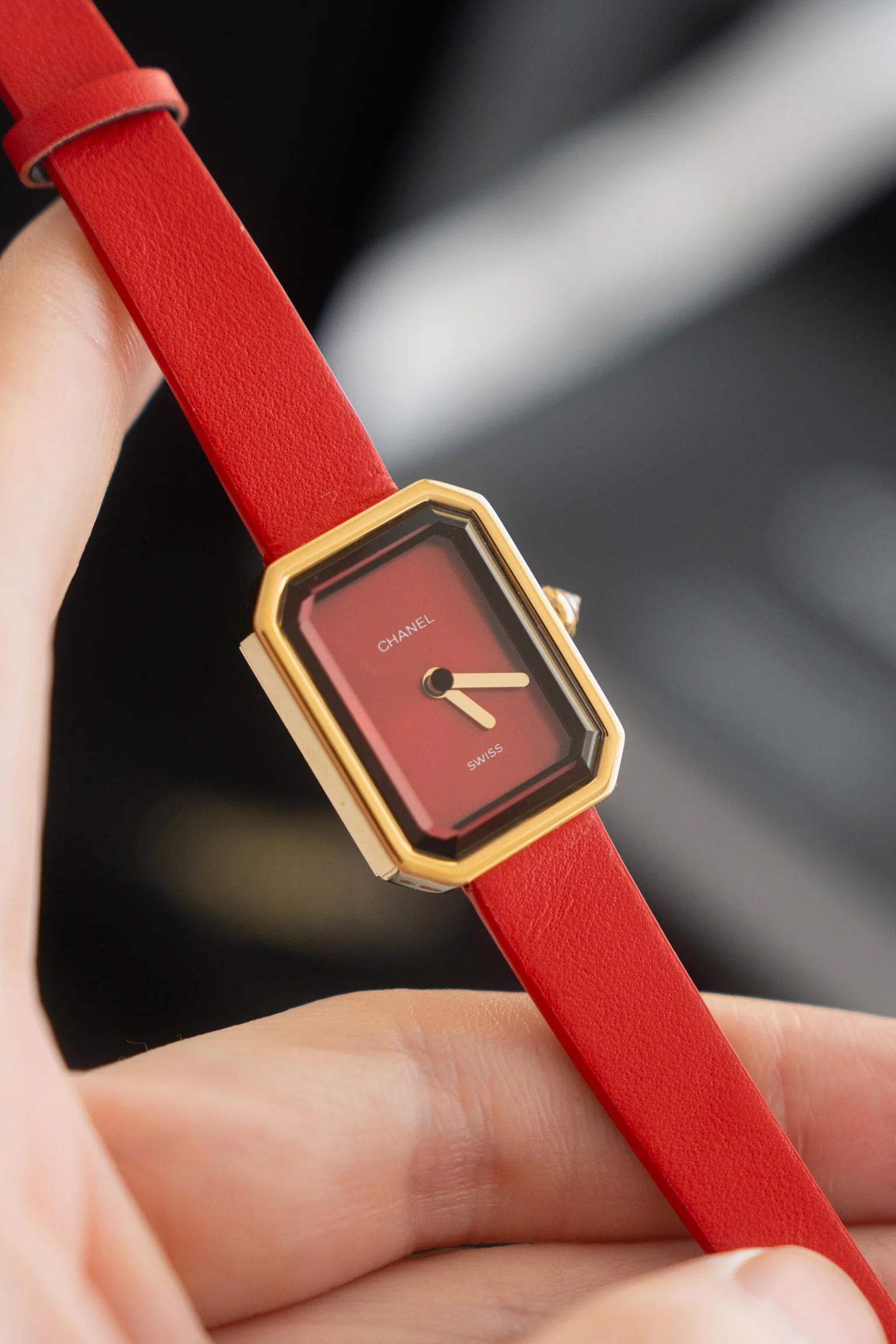 Red ribbon — photographed off the sweep