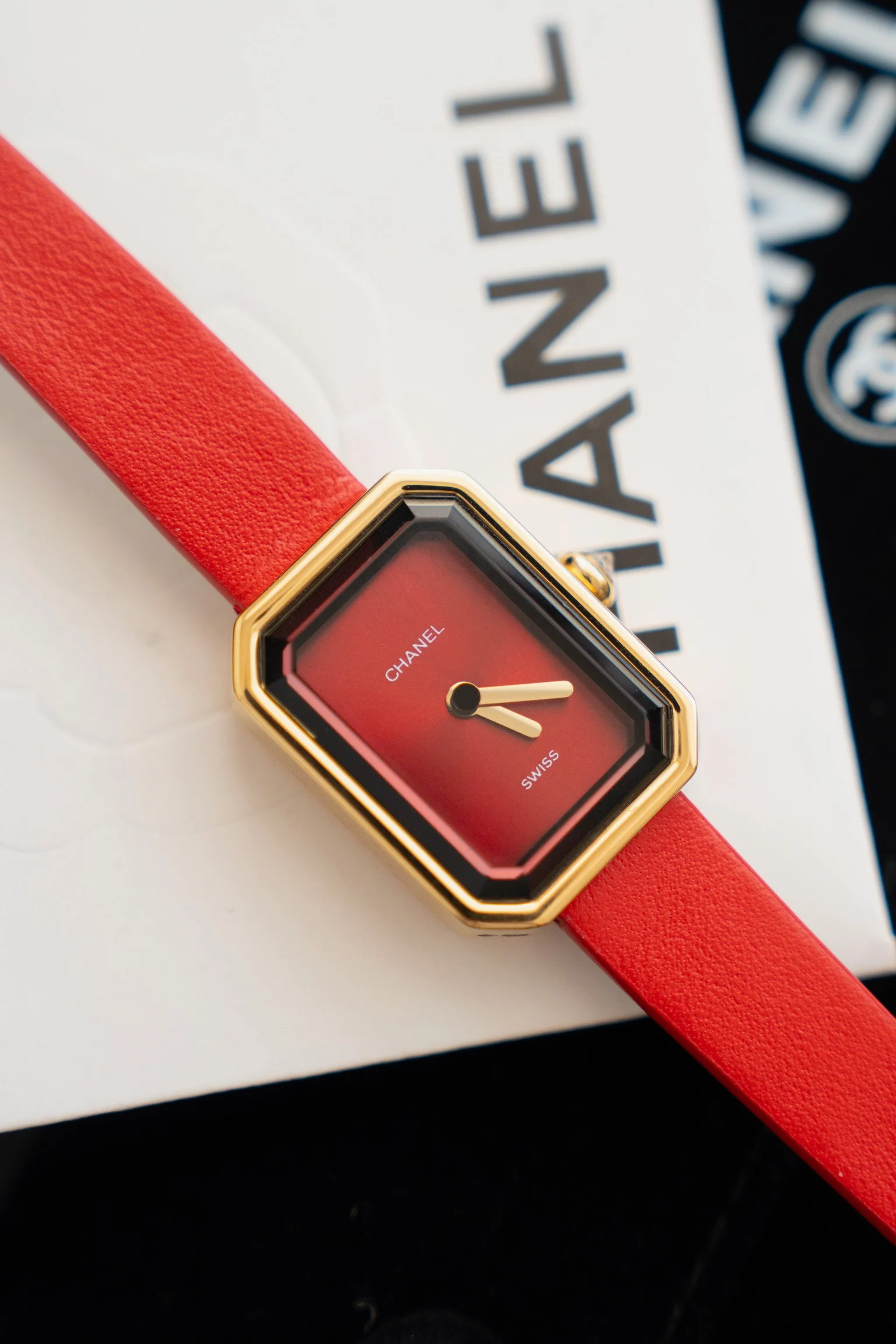 Red ribbon — photographed off the sweep