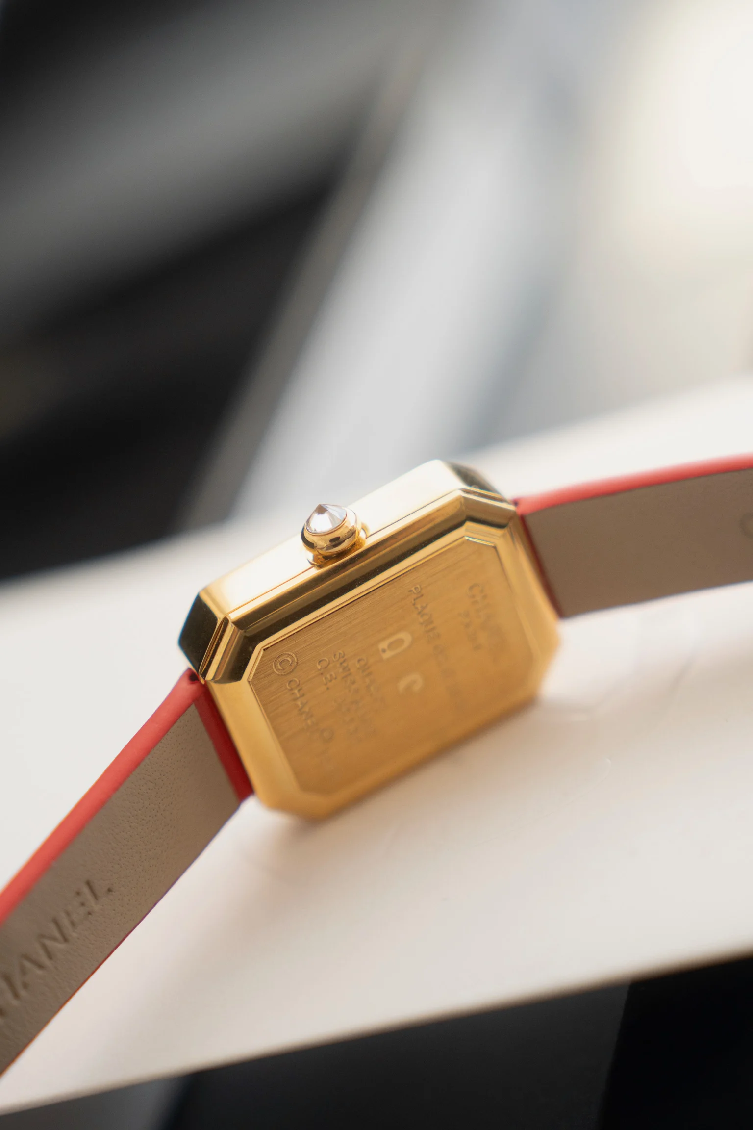 Red ribbon — photographed off the sweep