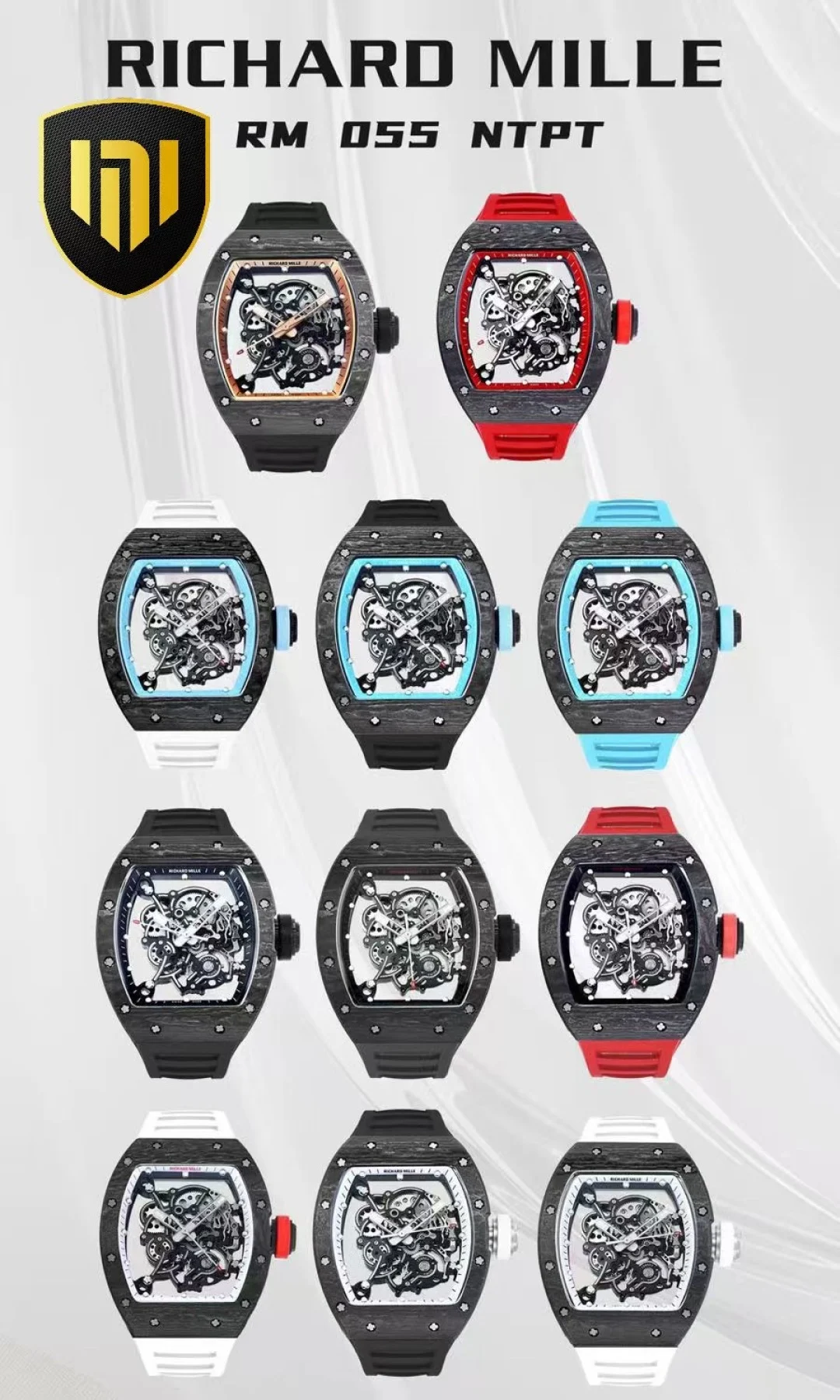 Richard Mille RM Carbon Black Dial Diamond-Set RM 055 49.90 × 42.70mm