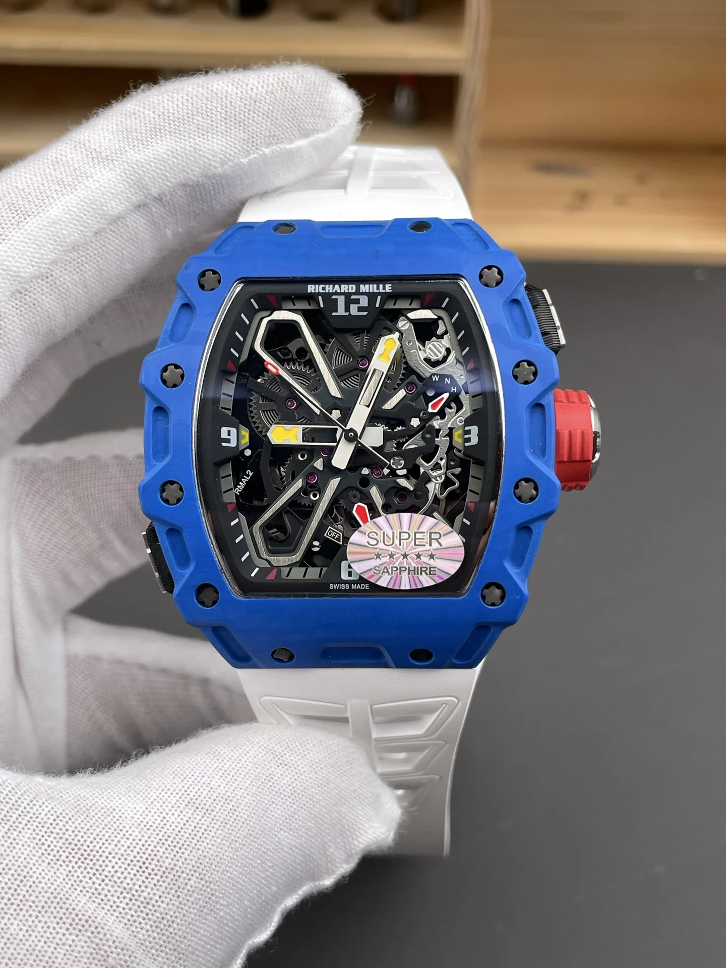 Richard Mille RM Carbon Blue Dial RM 35-03 — photographed off the sweep