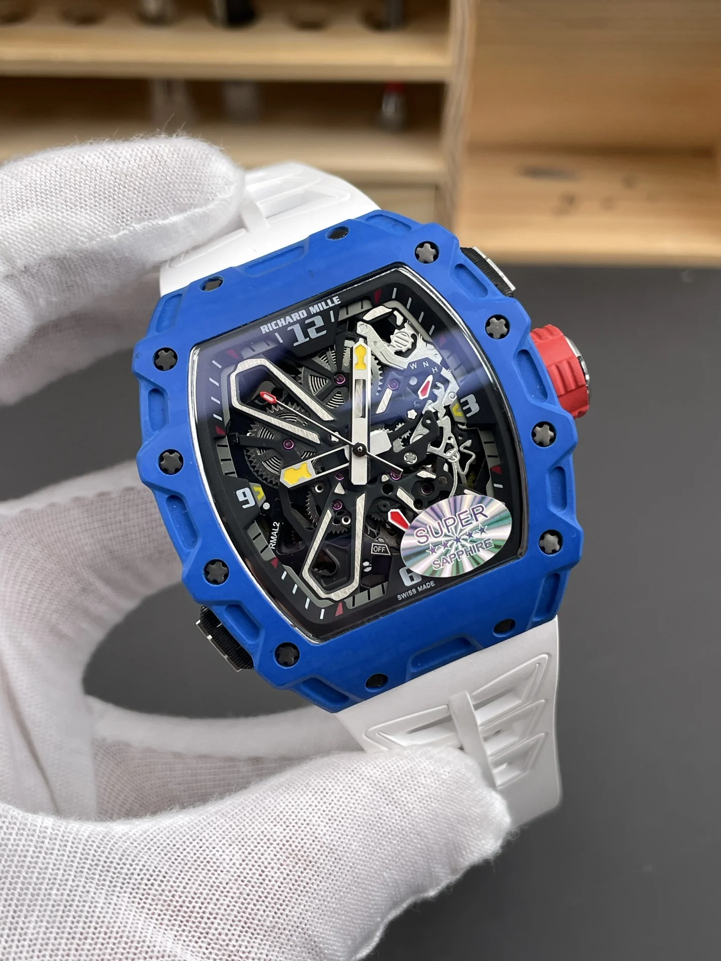 Richard Mille RM Carbon Blue Dial RM 35-03 — photographed off the sweep