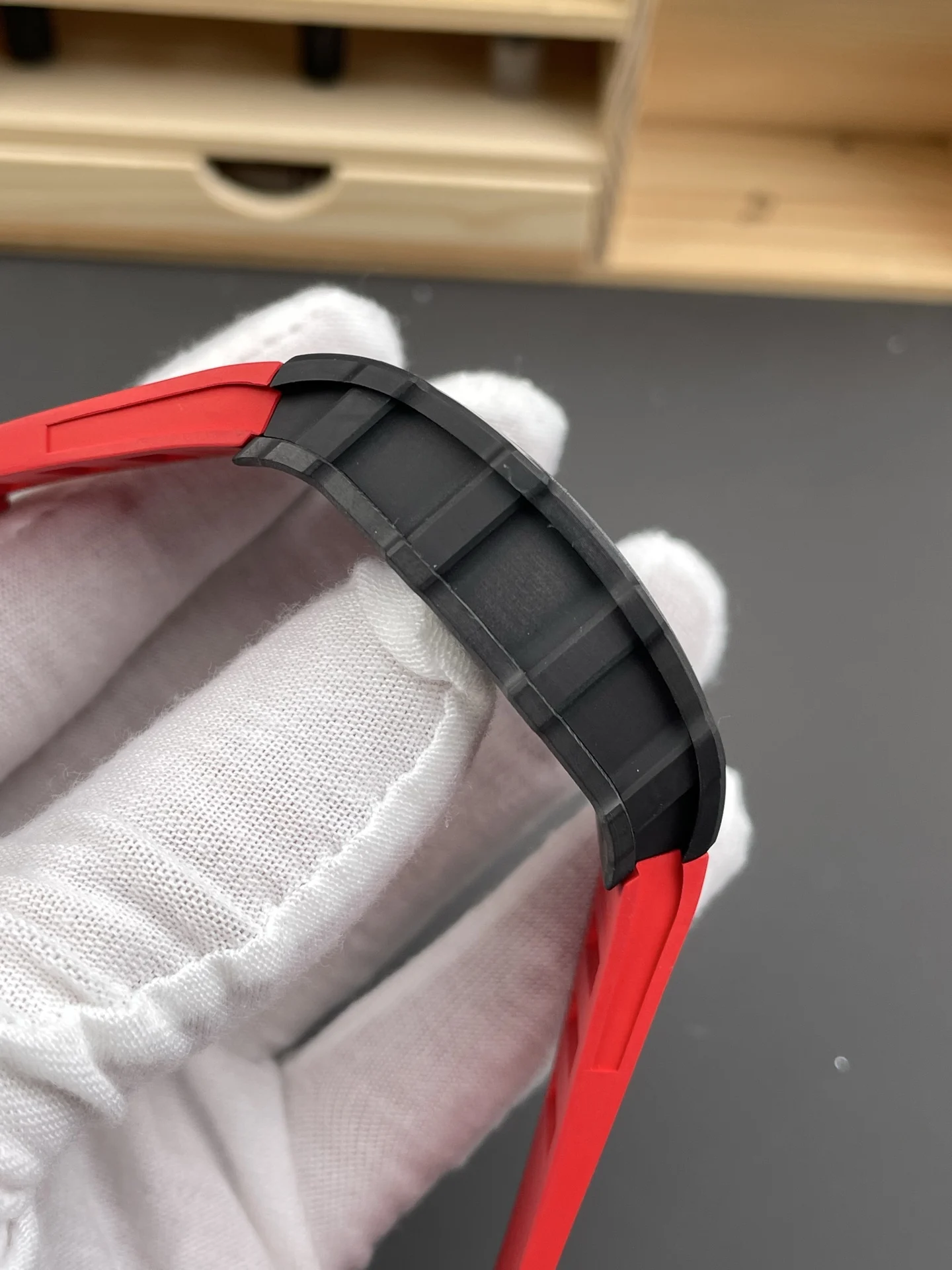 Richard Mille RM Carbon Red Dial RM 35-02 49.94 × 44.5mm — photographed off the sweep