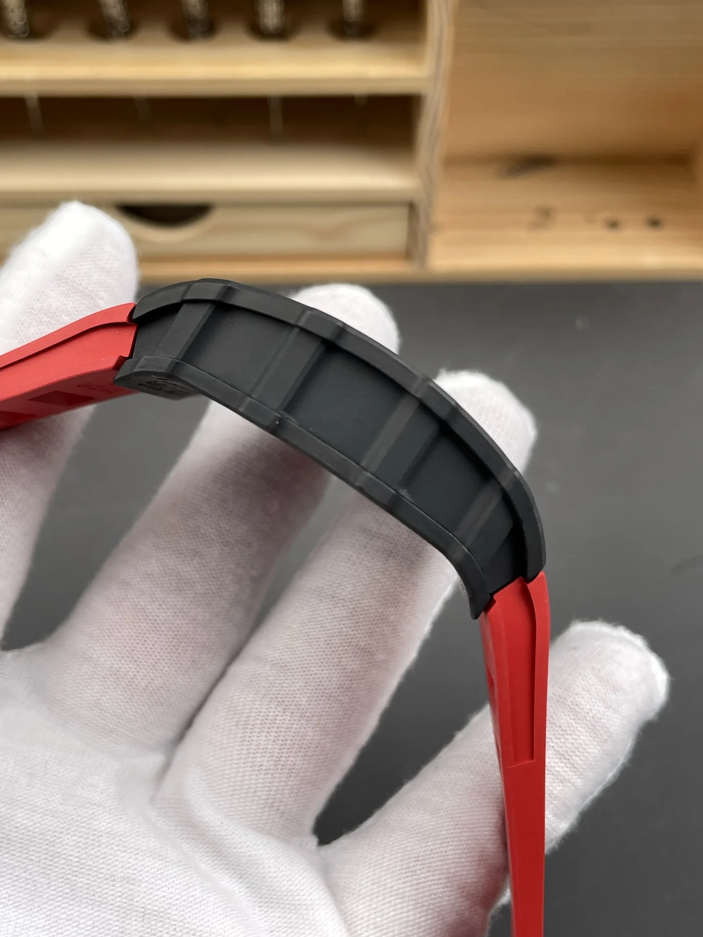 Richard Mille RM Carbon Red Dial RM 35-02 49.94 × 44.5mm — photographed off the sweep