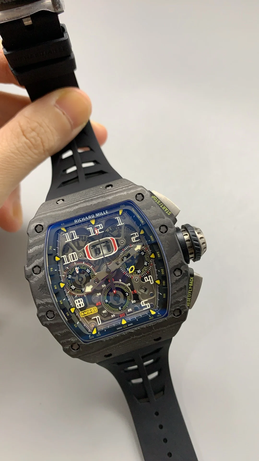 Richard Mille RM Carbon RM 11-03 — photographed off the sweep