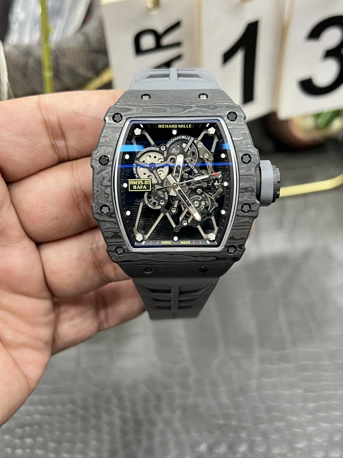 Richard Mille RM Carbon RM 35-01 — photographed off the sweep