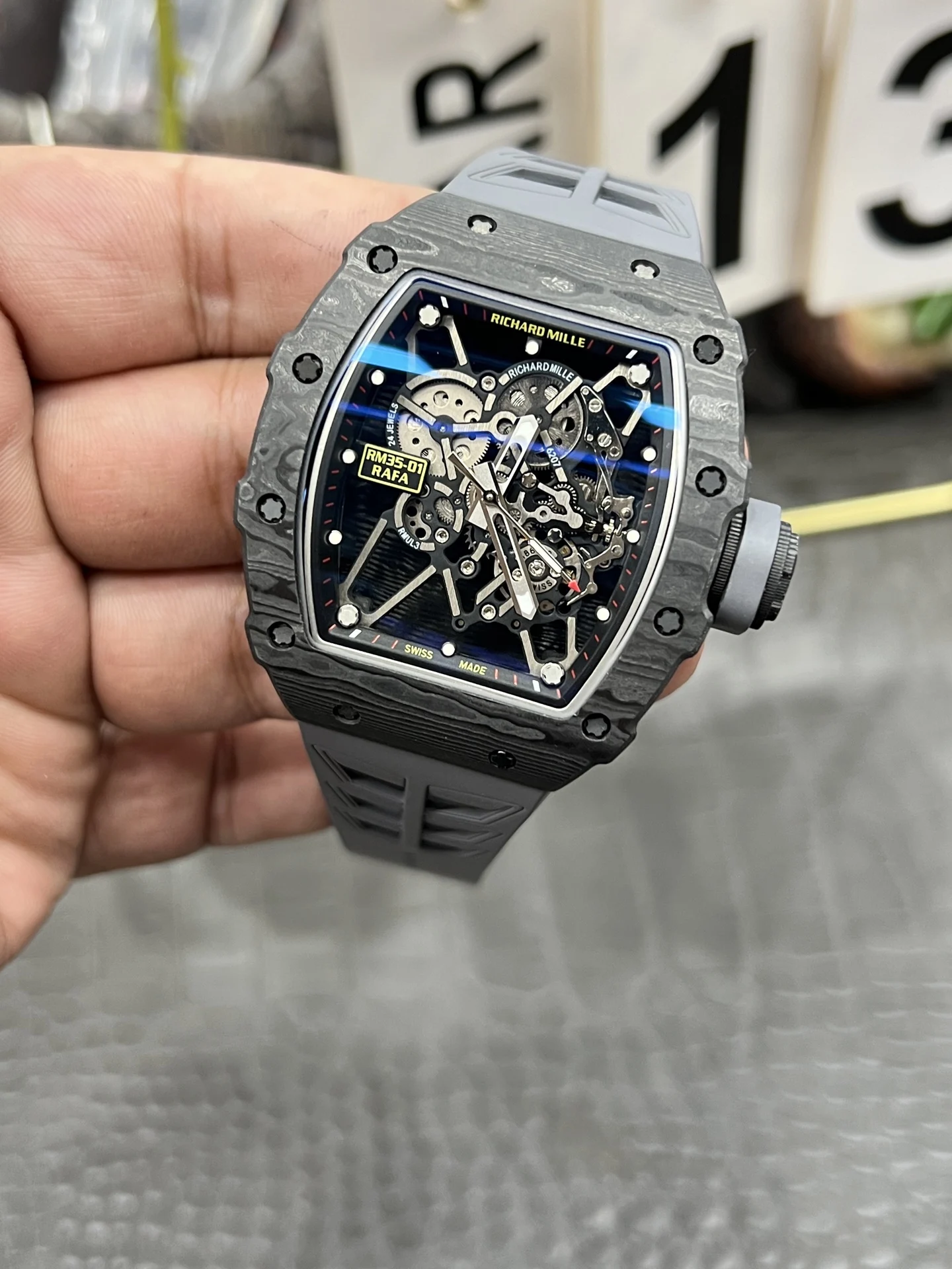 Richard Mille RM Carbon RM 35-01 — photographed off the sweep