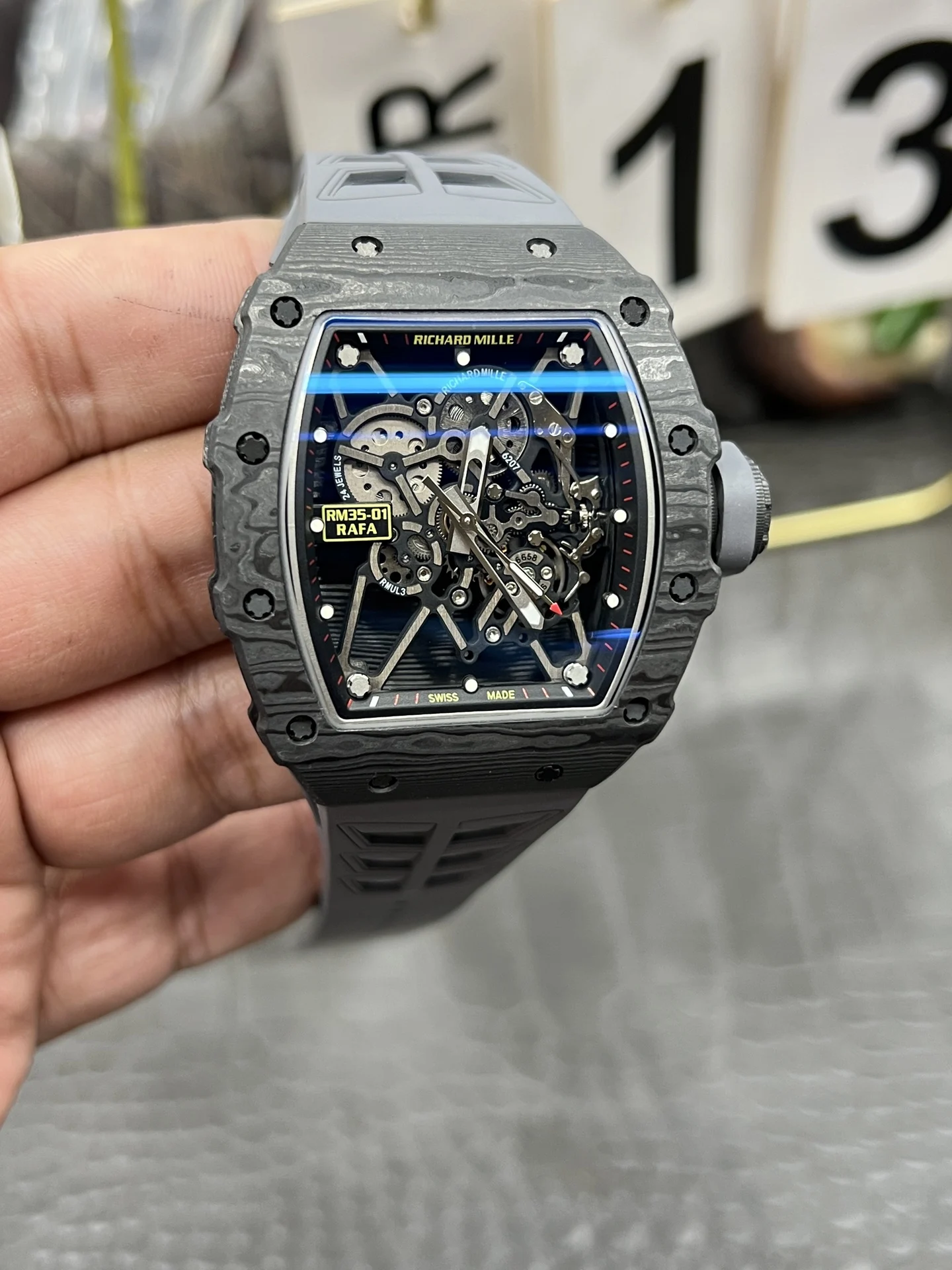 Richard Mille RM Carbon RM 35-01 — photographed off the sweep